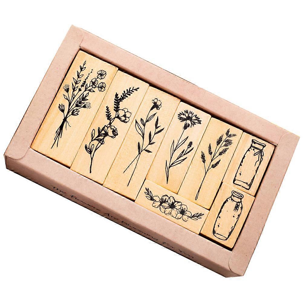 Wooden Stamp Craft Set for Decorative Journal 5Sets of DIY Diary Stamps