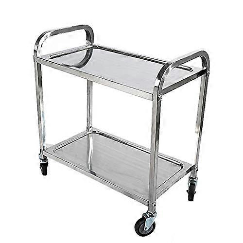 Stainless Steel 2Tier Service Cart Restaurant Dish Collection Trolley Hotel Wine Cart Delivery Utility Cart