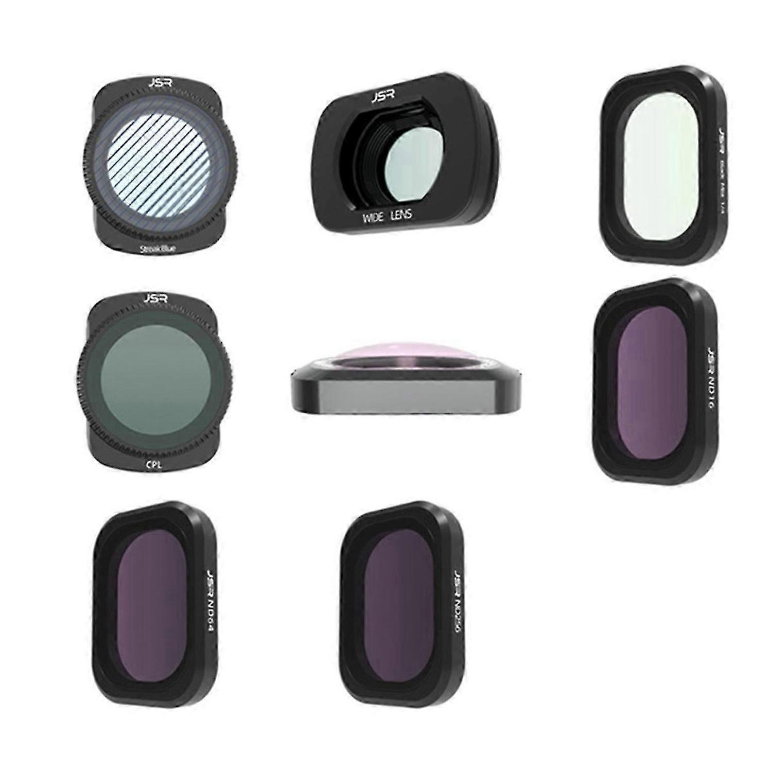 JUNESTAR 8Pack for DJI Osmo Pocket 3 Wide Angle Macro Black
