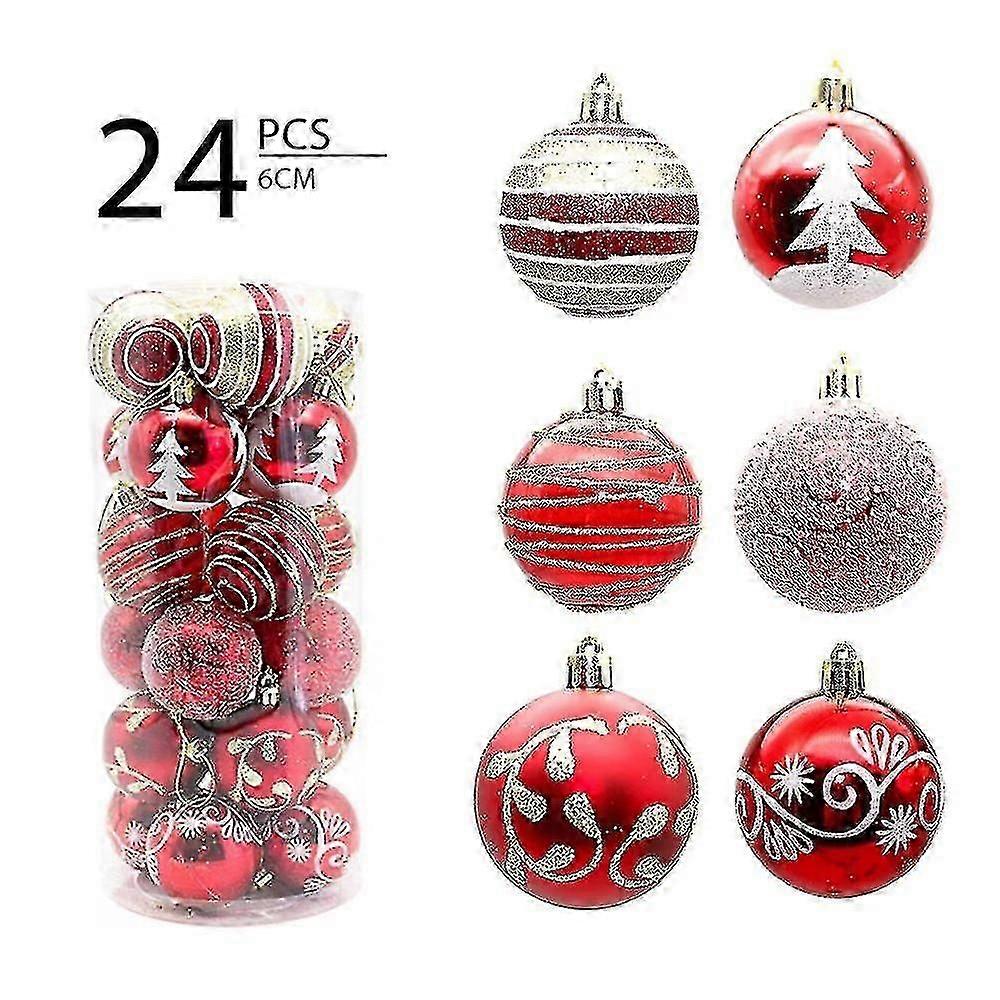 DIY 圣诞树 24 克拉圣诞球装饰品 - 防碎圣诞树装饰吊球装饰（红金，a）