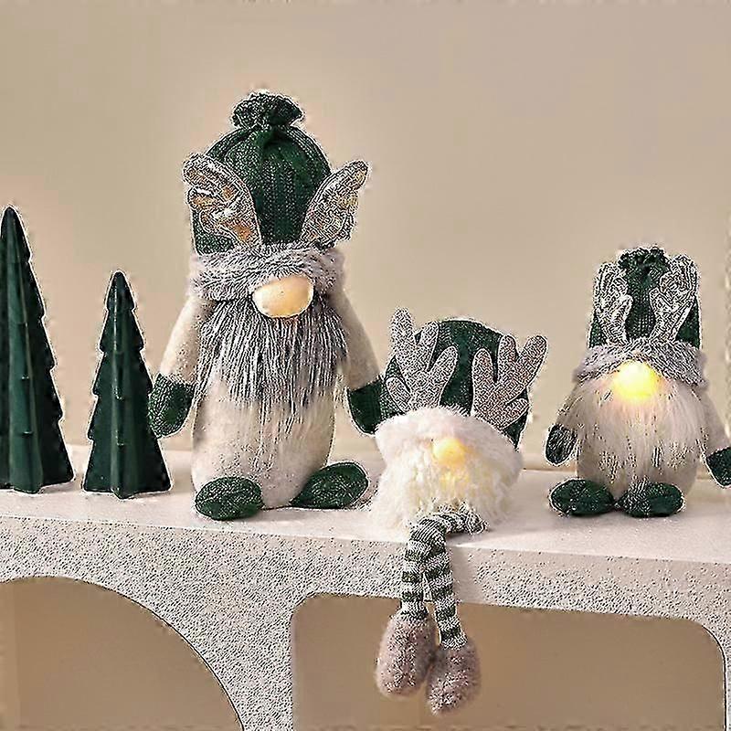 LED Green Christmas Gnome Doll for Festive Holiday Home Decor