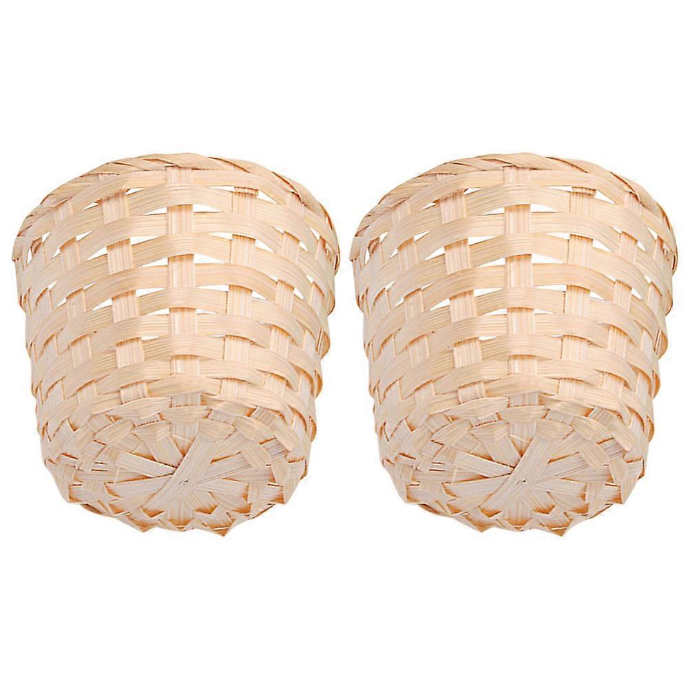Beige Bamboo Woven Basket for Storage 8Pcs Multi-Use Organizer Container