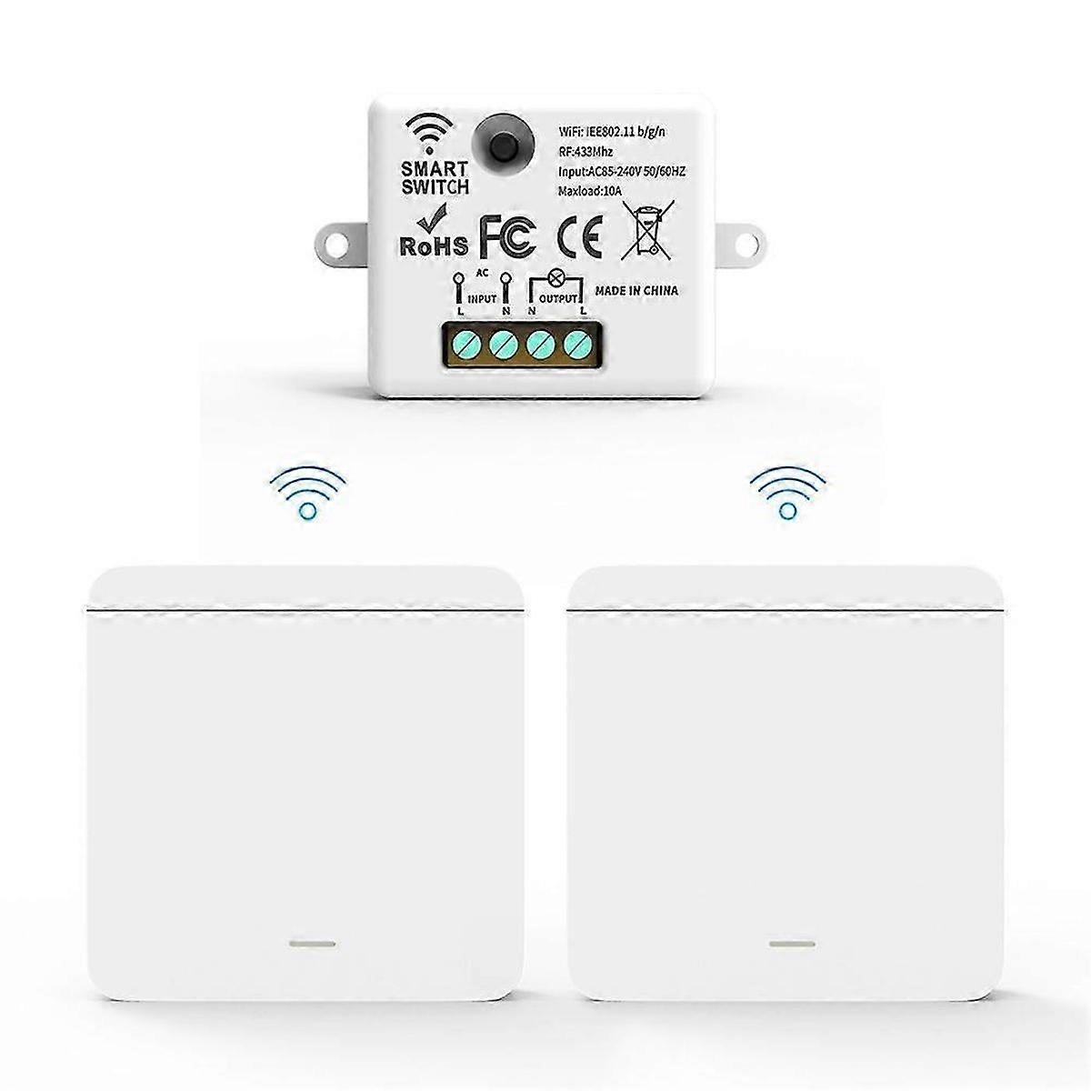 Wireless Light Wall Switch RF 433Mhz Relay Receiver with 2x1Gang Panel Switch LED Remote Control fo