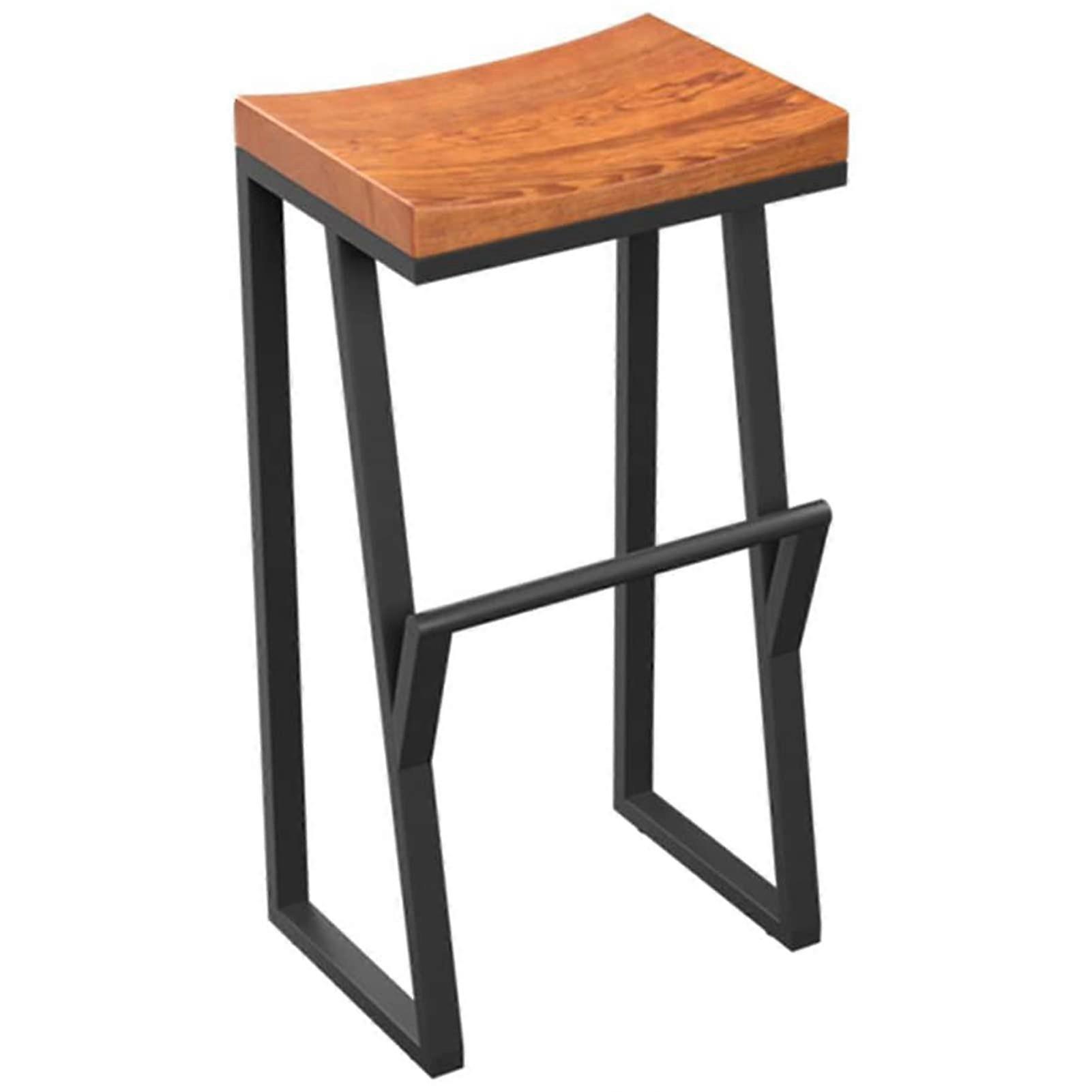 Bar Modern Bar Stool Solid Wood Cushion Iron Footrest 70 Cm Wood Color For Home Decor