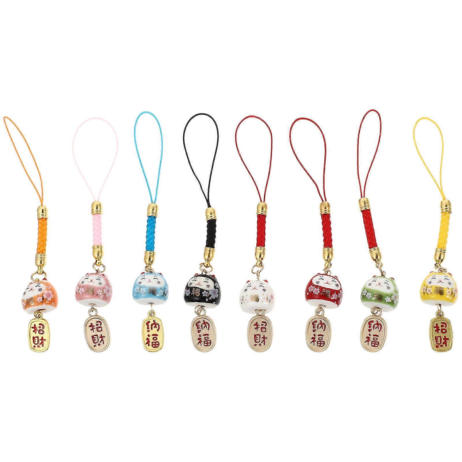 Fortune Cat Mobile Phone Pendant for Hanging Decoration 16Pcs Set