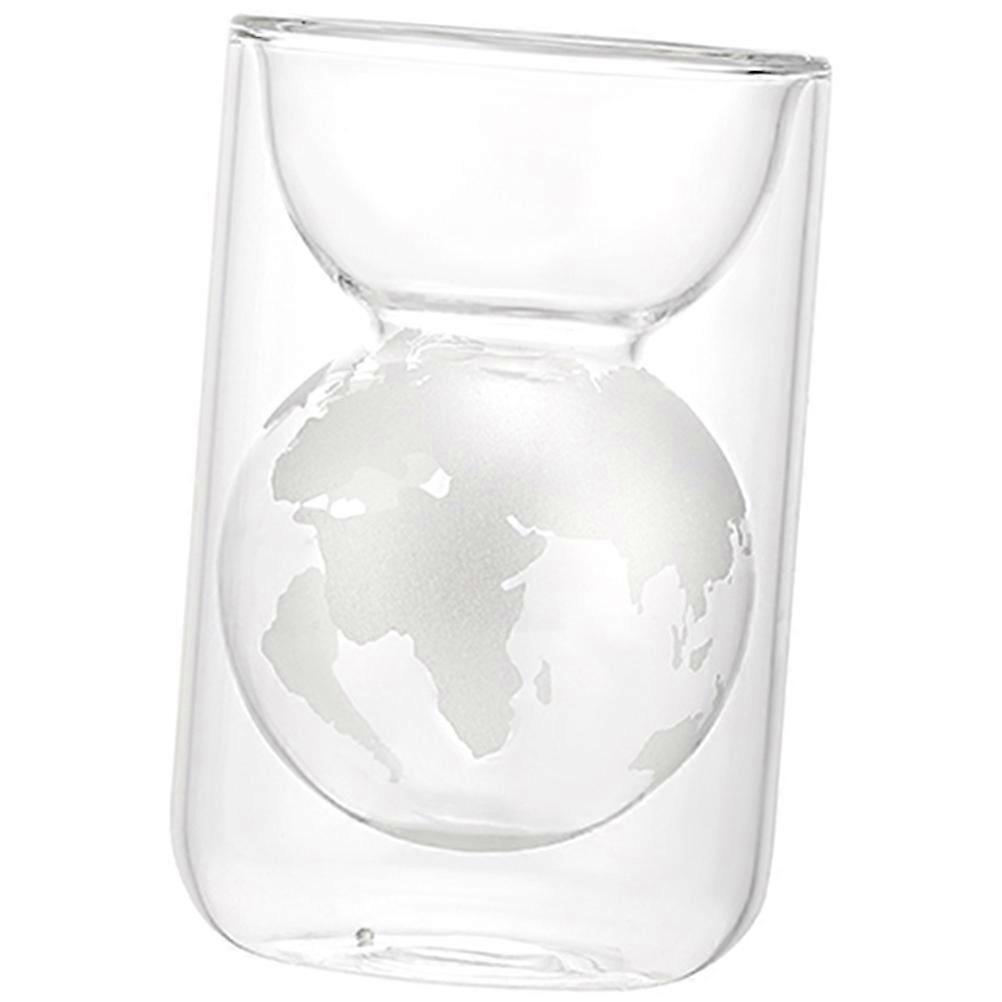 Globe Map Double-Layer Glass Cup For Coffee Drinkers In Decorative Design With Anti-Scalding Feature 1Pack