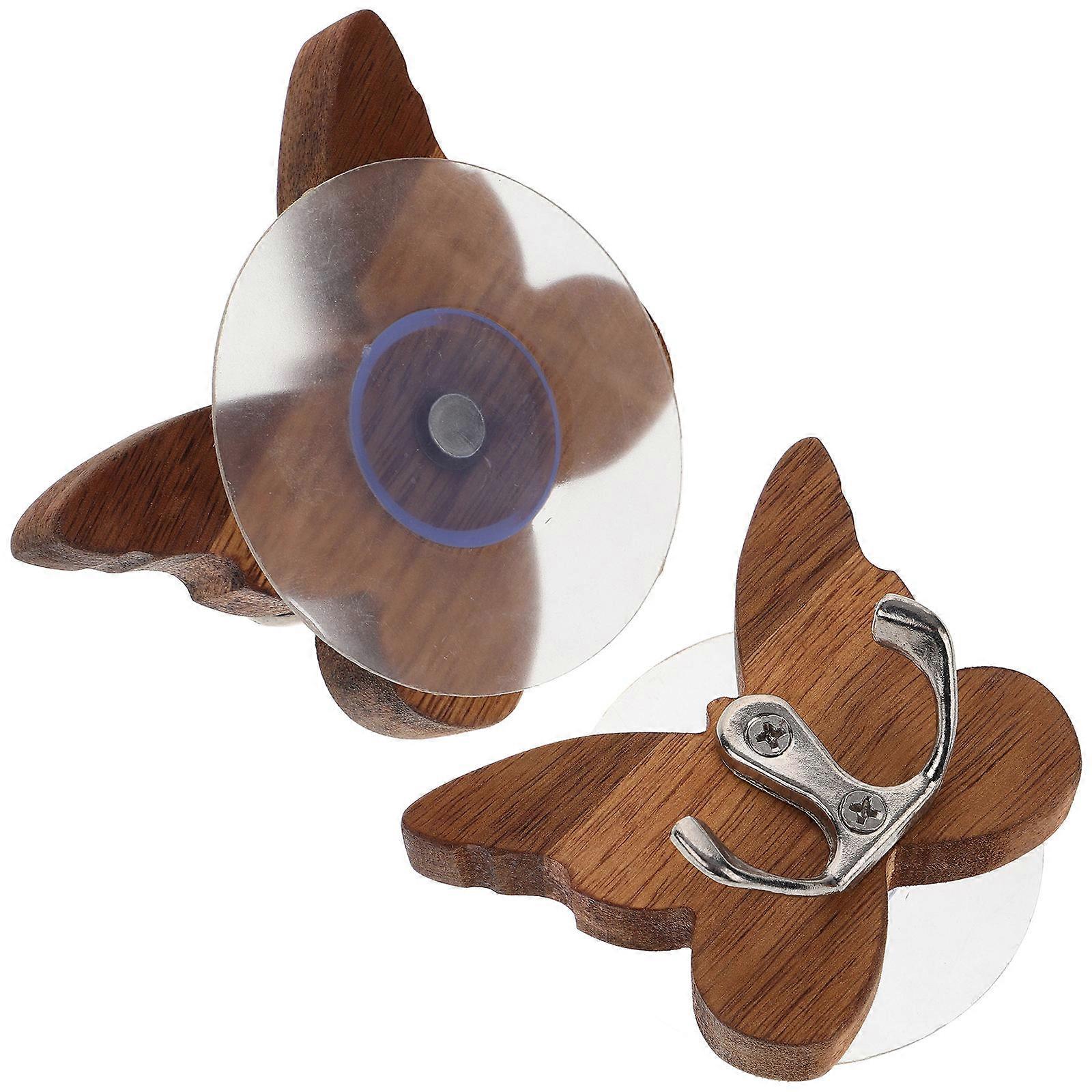 Wall Mounted Butterfly Hooks 2Pcs Retro Style Hooks For Apartment Dwellers Brown Color Convenient Design Hanging Clothes