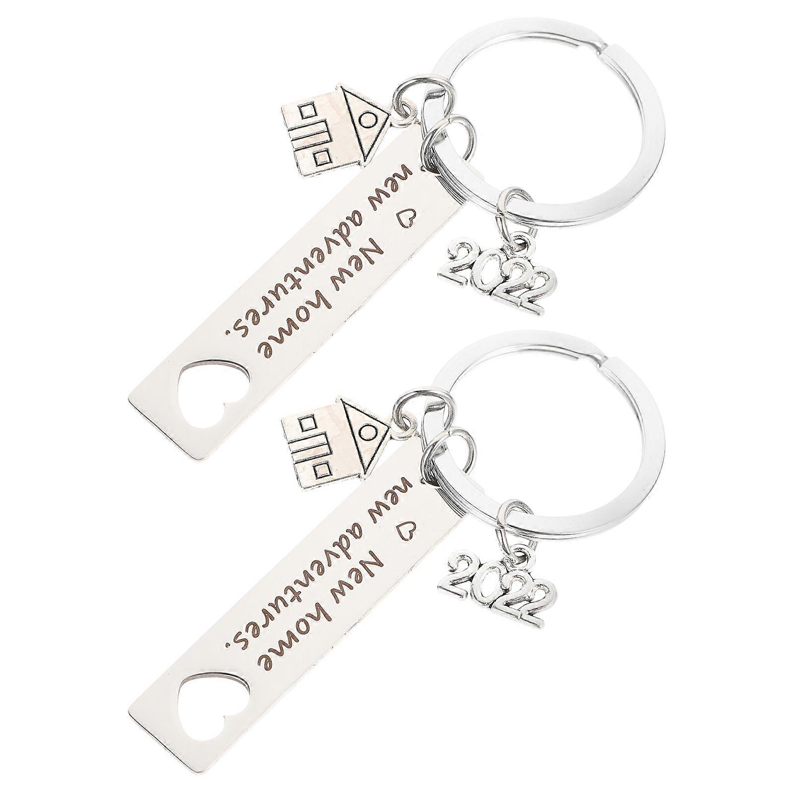 2022 Keychain Decor Key Chain Gift for Housewarming 4Pcs Silver