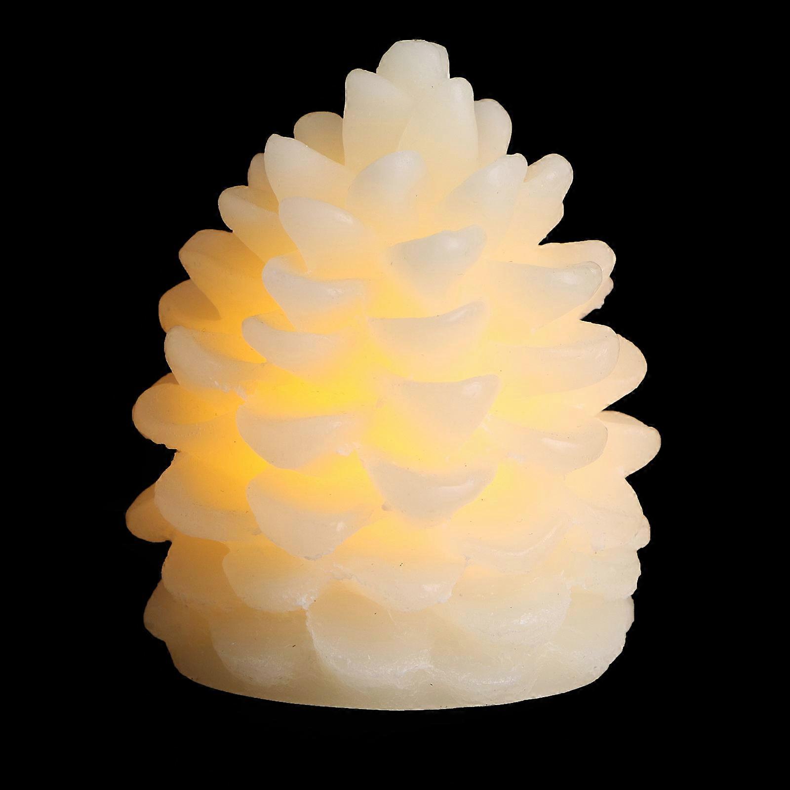 Mini Lamp Pine Cone Electronic Candle for Small Ornaments 3Pcs White