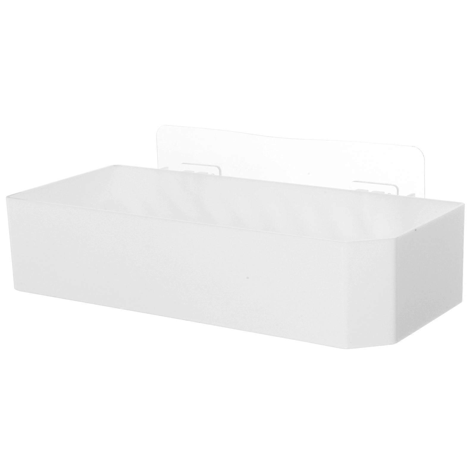 Bathroom Storage Shelf for Holding Toothbrush White Plastic Organizer