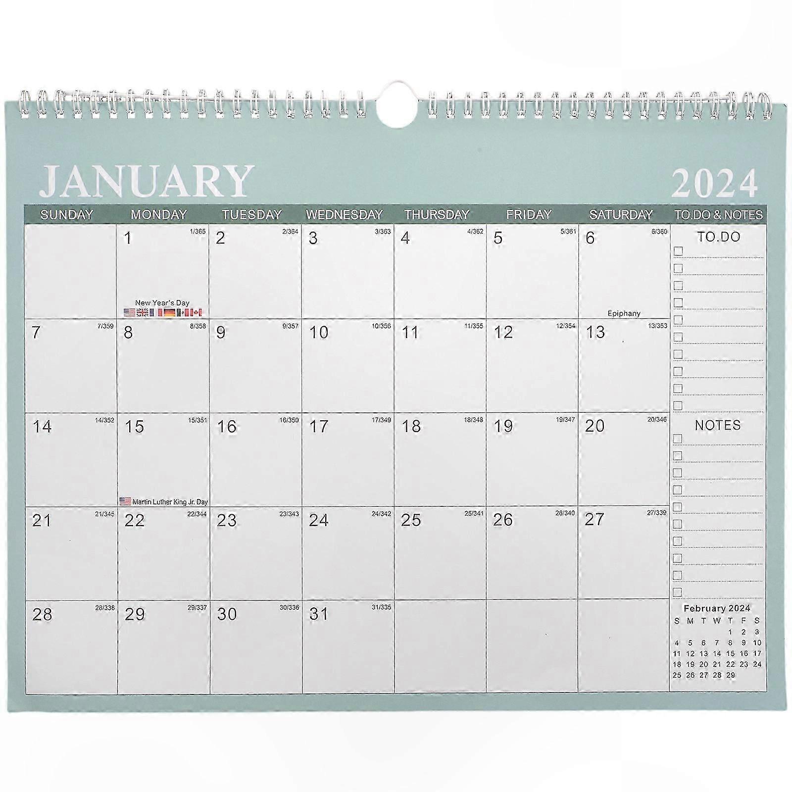 Monthly Wall Calendar for Home and Office Use with Note Hanging Feature