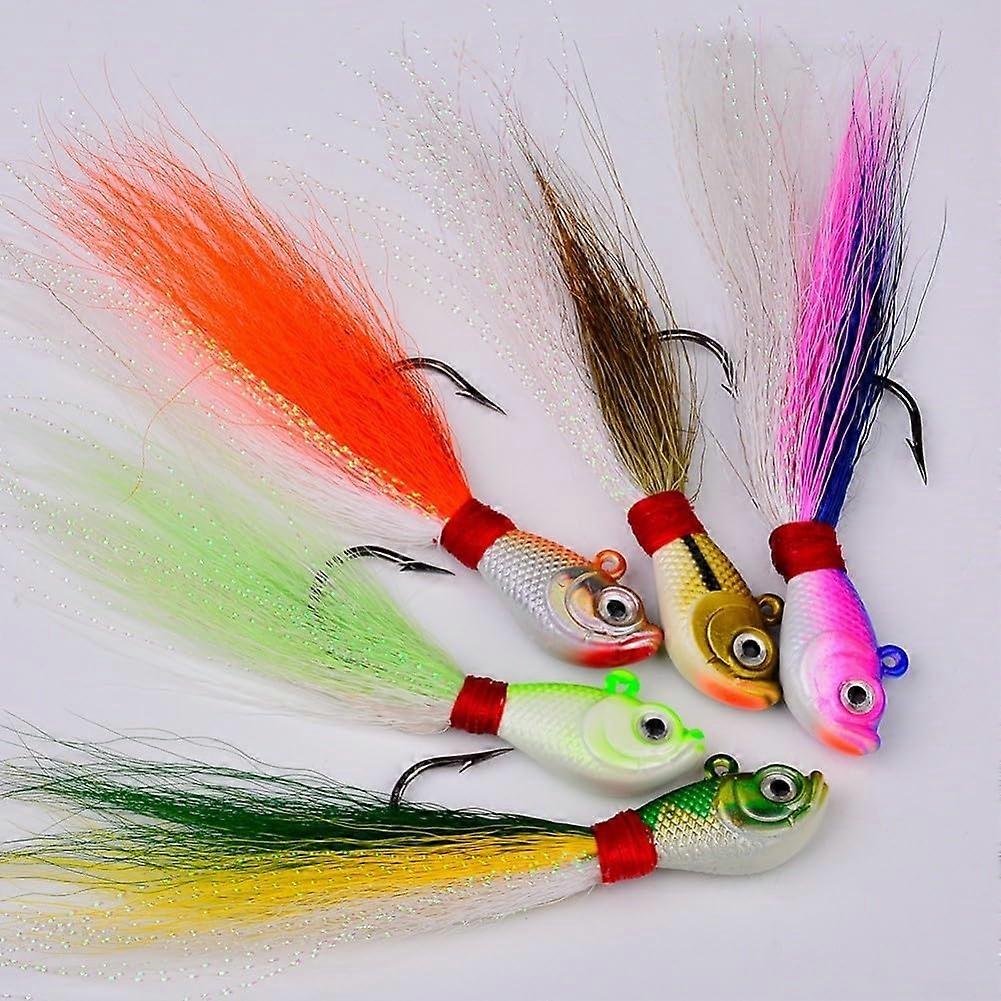Sea Bass Pike Carp Metal Jig Lure 7g E Model With Hook Wobbler And Feather Tail