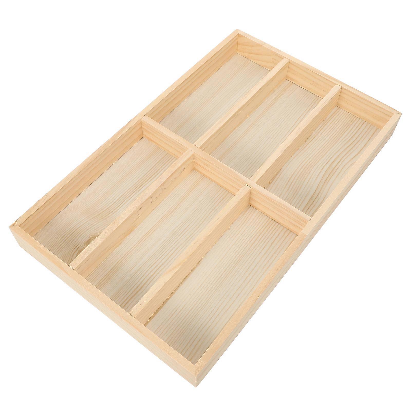 Wooden Sunglass Storage Organizer Tray with 6 Grids for Storage
