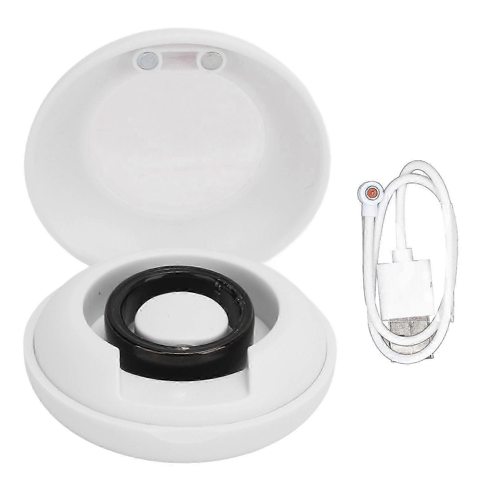 Smart Ring Health Tracker Bluetooth Step Counting Sleep Quality Monitoring IP68 Waterproof Health Ring With Charging Case Black Size 10