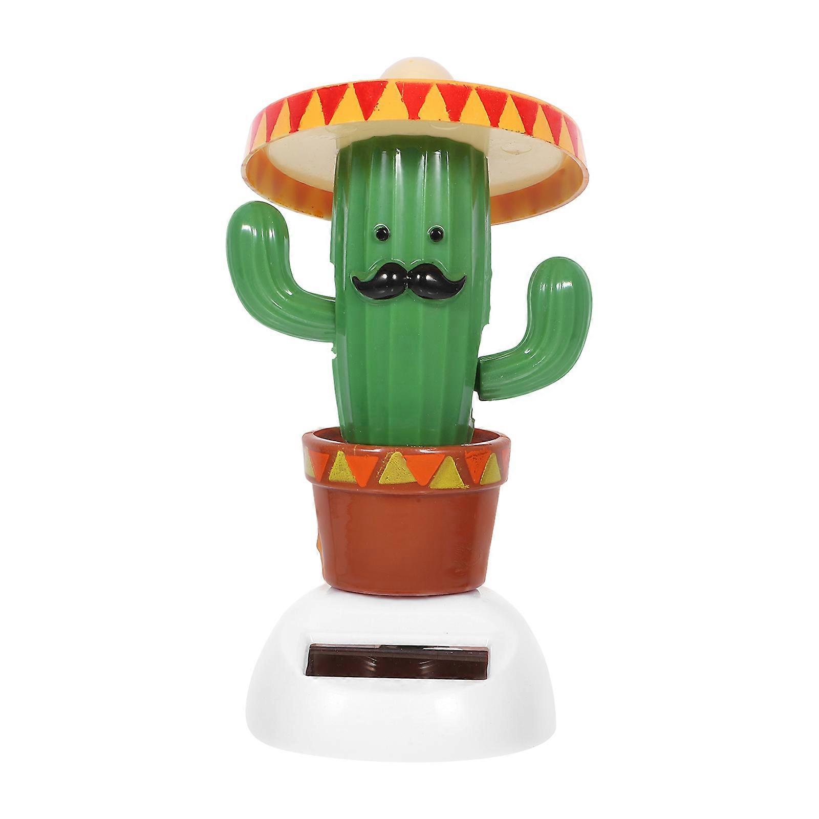 Dashboard Solar Ornament Shaking Head Cactus for Car Decoration