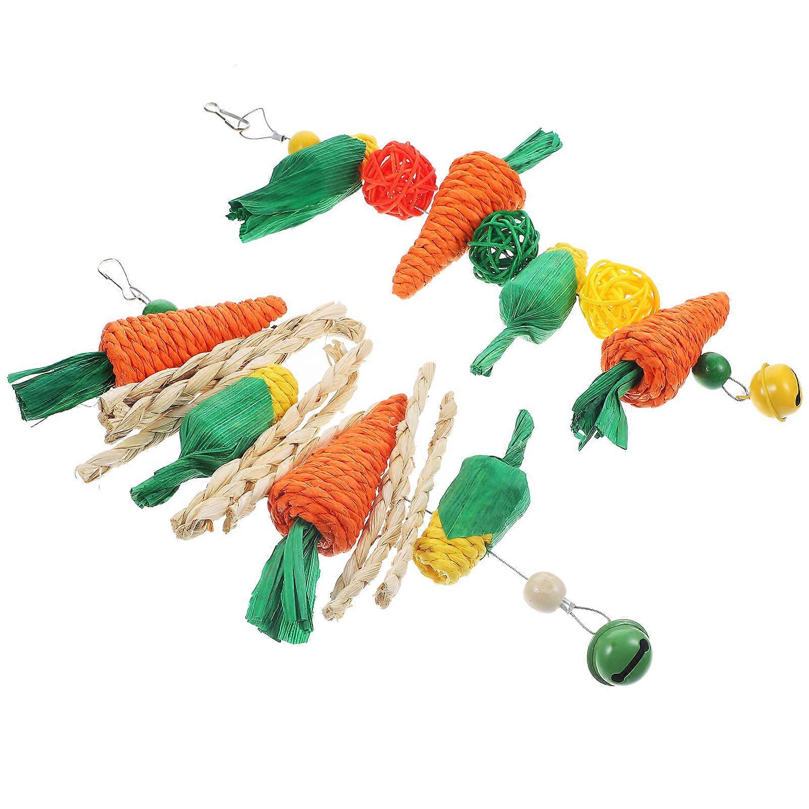 Hamster Chewing Toy Rabbit Carrot String for Oral Care 4Pcs Pack Multi