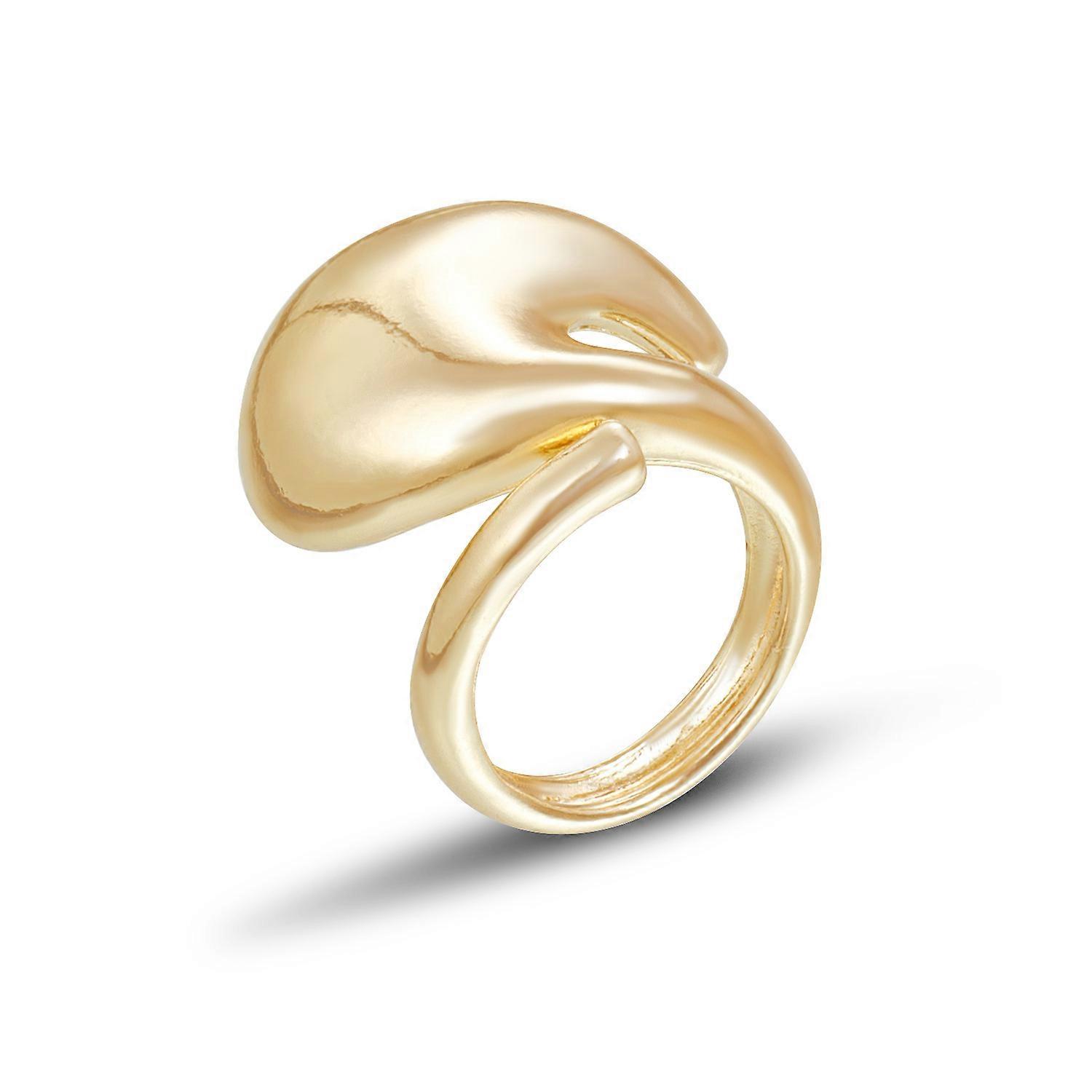 Statement Geometric Open Adjustable Ring, Metal Texture Polished Fashion Jewelry Ins Style