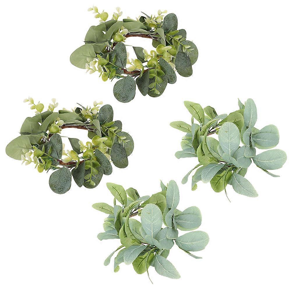 Candle Ring Artificial Leaf for Decoration 16Pcs Table Wreath Garland