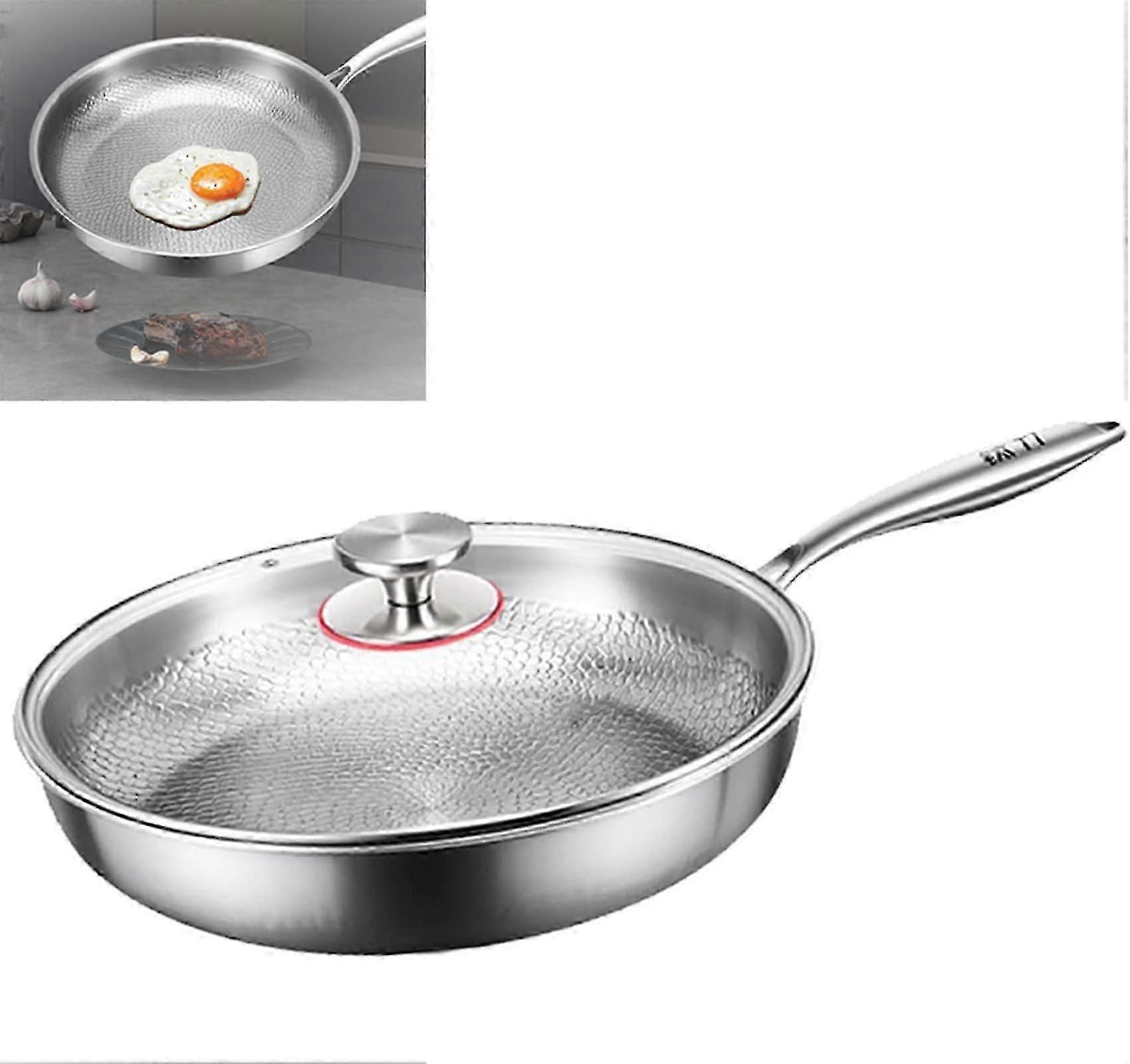 Titanium Hammered Pan Pro with Lid, Non Stick Even Heating (30cm)