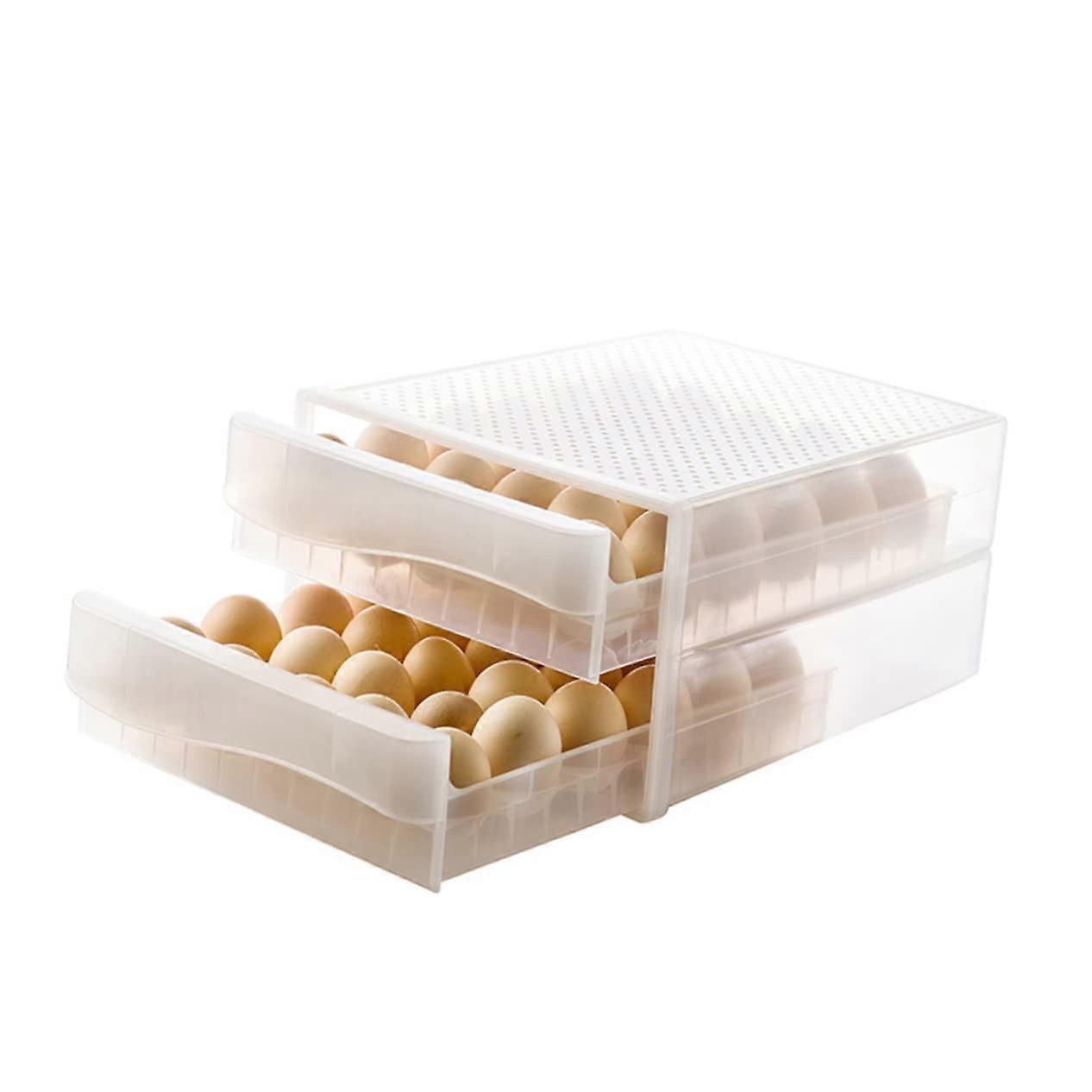 Egg Box Refrigerator Storage Box Plastic Egg Container DoubleDeck 34x26cm