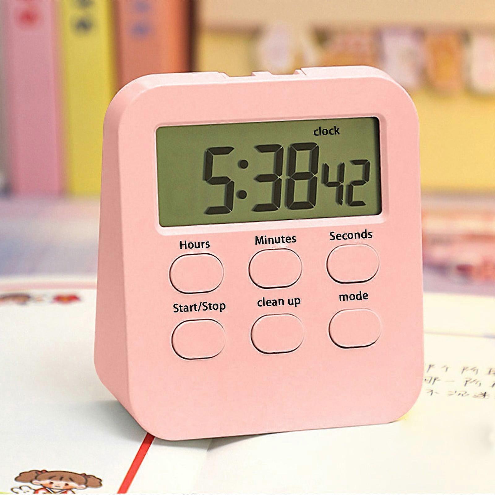 Jacenvly Black Tech Timer, Self-Discipline Kitchen Reminder with Flashing Light & Mute Countdown, Electronic Alarm Clock for Heavy Sleepers