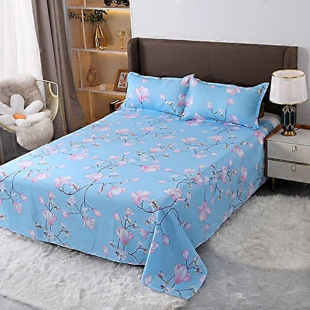 3PCS Bedding Sheet Printed Color Flat Sheets Polyester King Queen Size Pillowcase Included