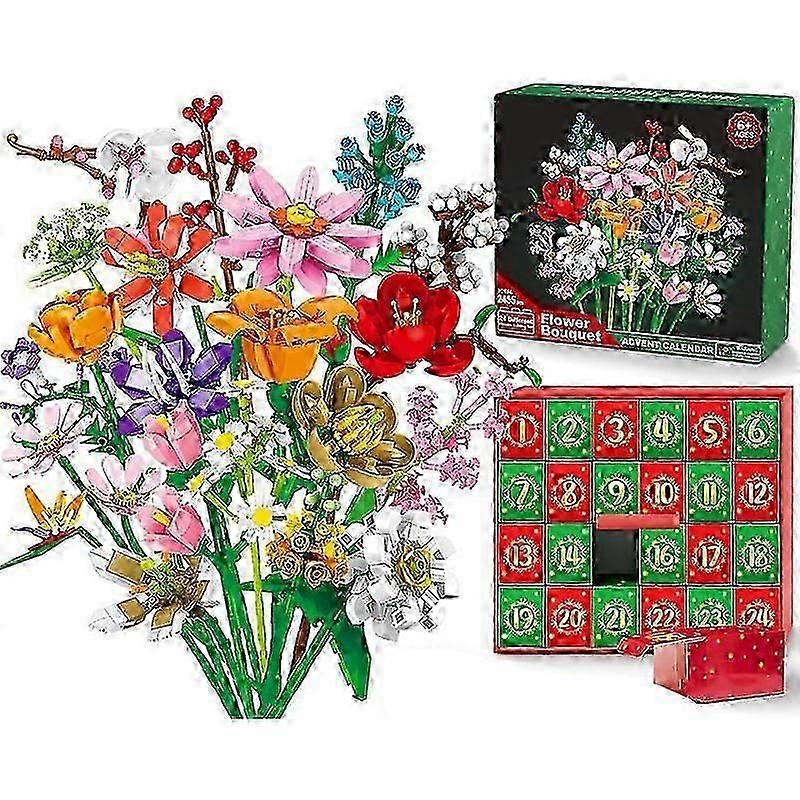 Çiçek Buketi Blokları Noel Advent Takvimi, 24 Günlük Noel Ayçiçeği Buketi Kör Kutusu