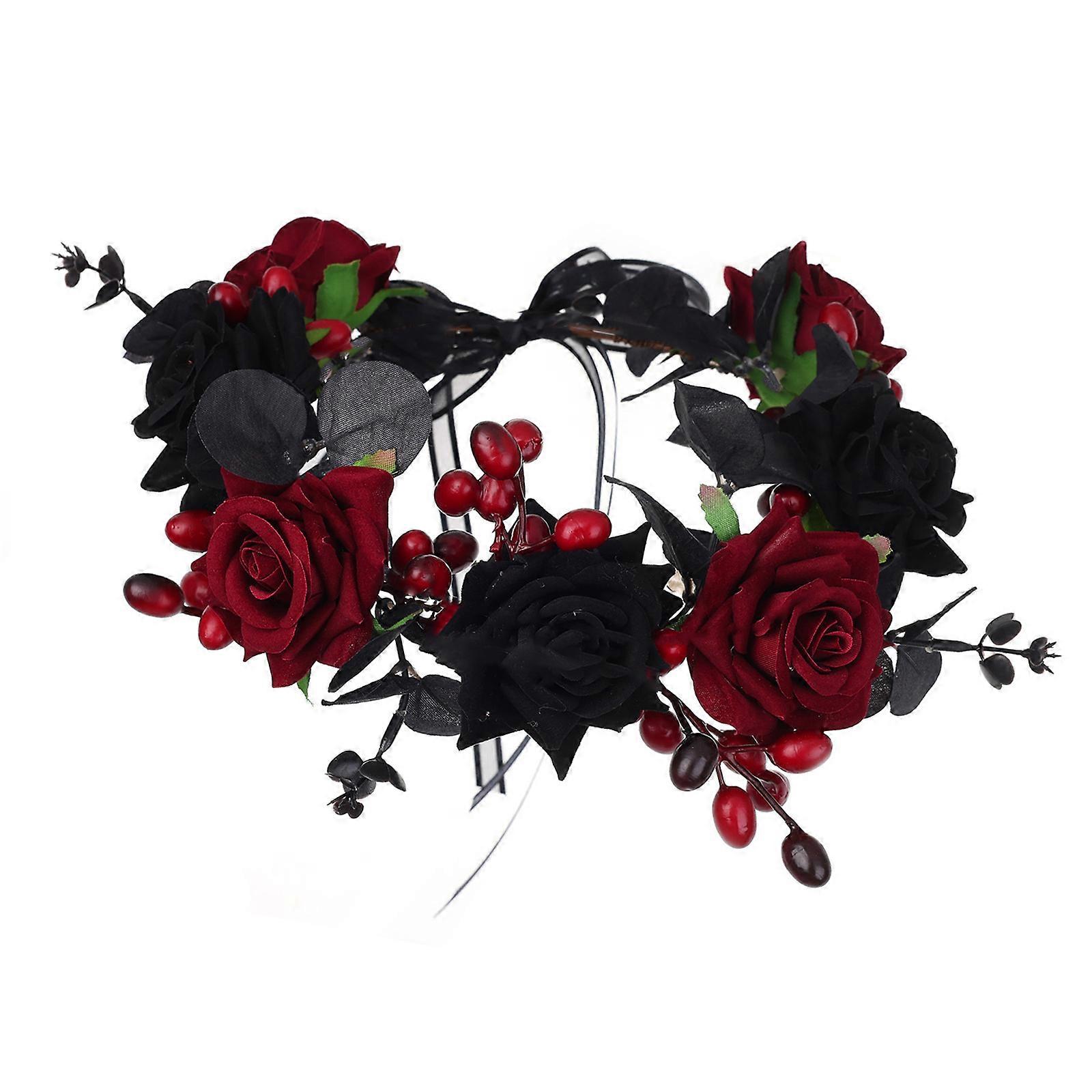 Flower Crowns Headband Cincos De Mayoes Party Costume Dia de Los Muerto Headband Headpiece Day Of the Deads Headpiece  Red