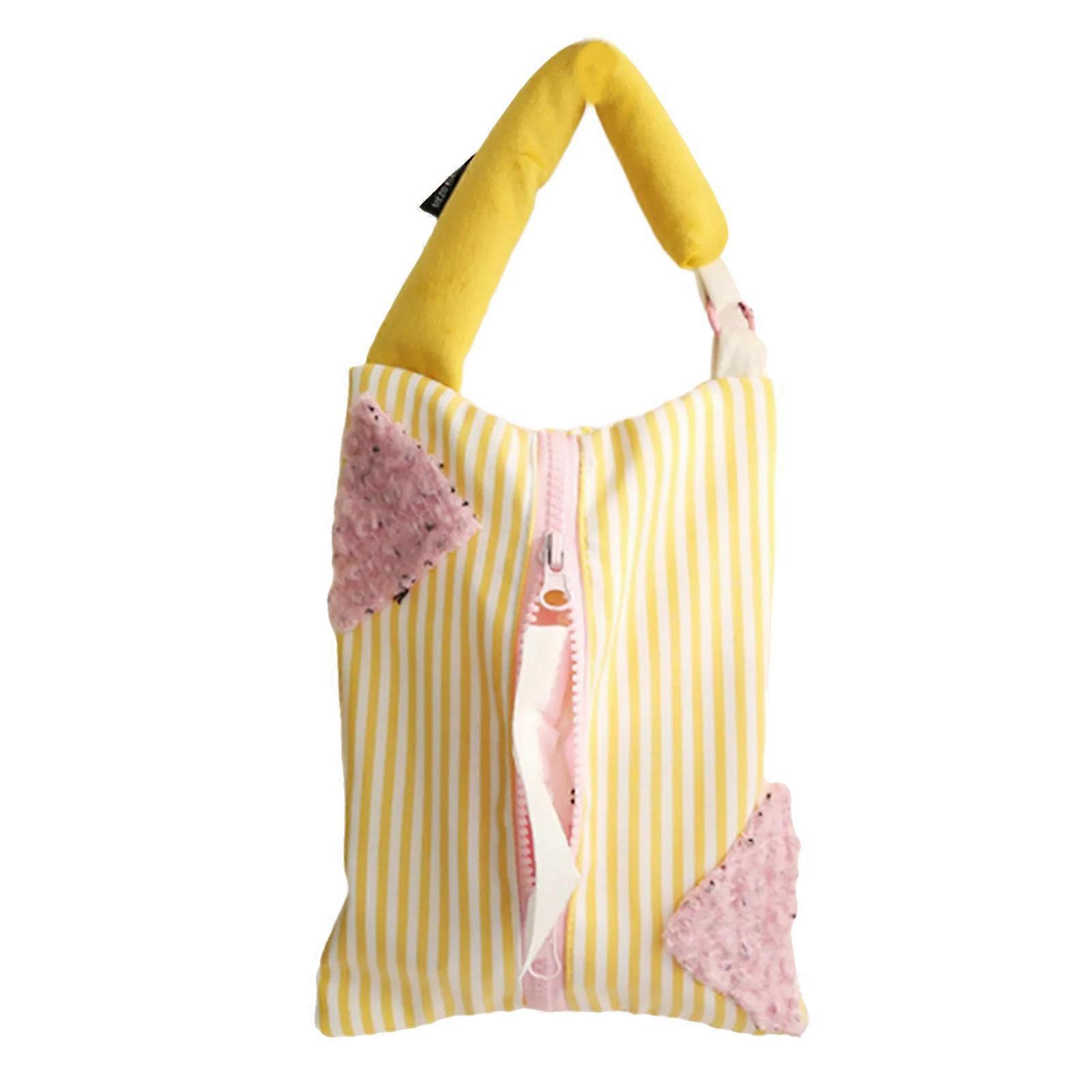 Quick Install Car Tissue Holder With Reinforced Strap For Secure Placement Home Vehicle Compatible Designs  Yellow