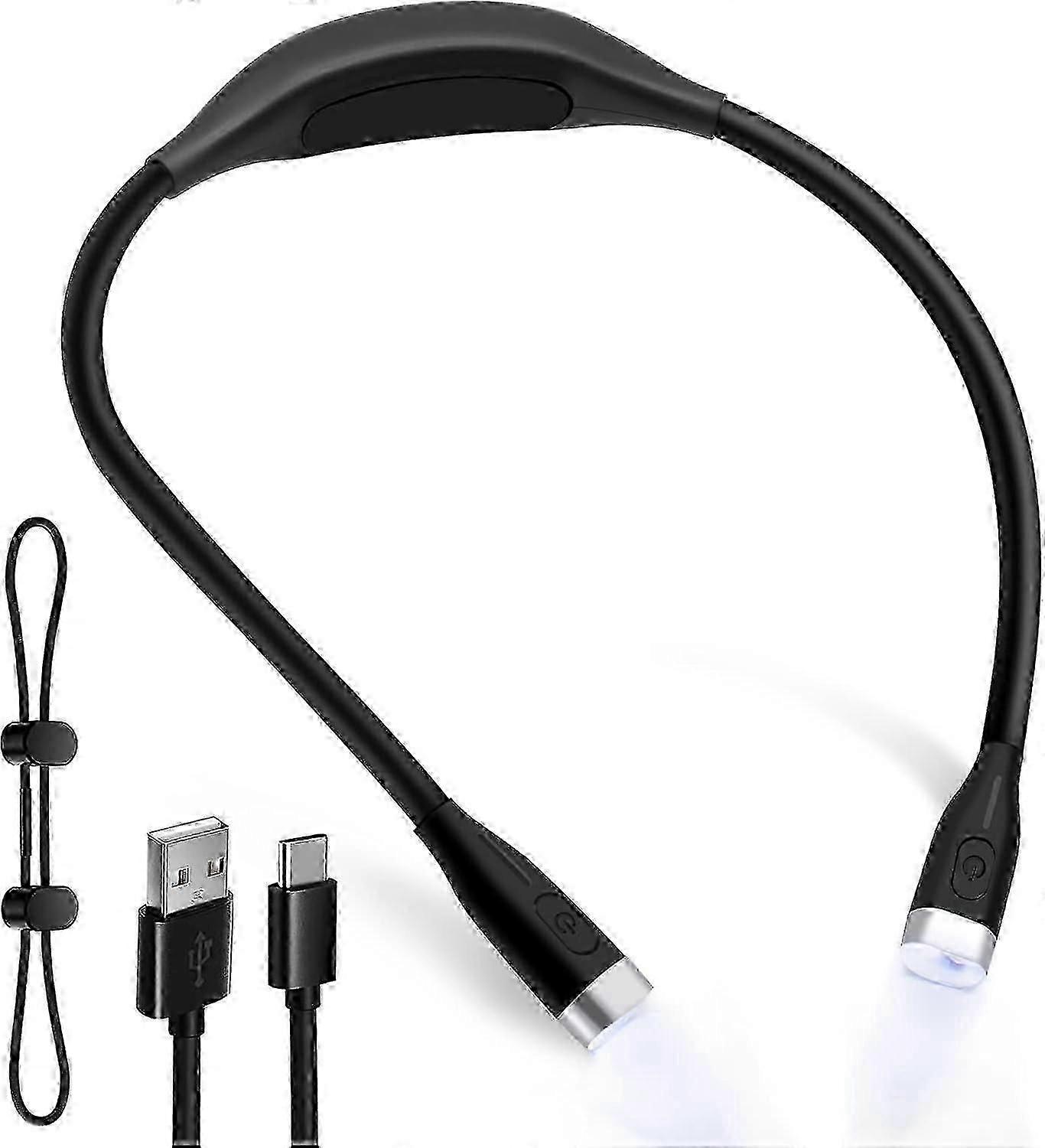 Neck Reading Lamp, Rechargeable Bed Book Lamp, 3 Colours Reading Lamp with Long Flexible Folding Arms for Knitting, Repair, Reading [Energy Class A+++