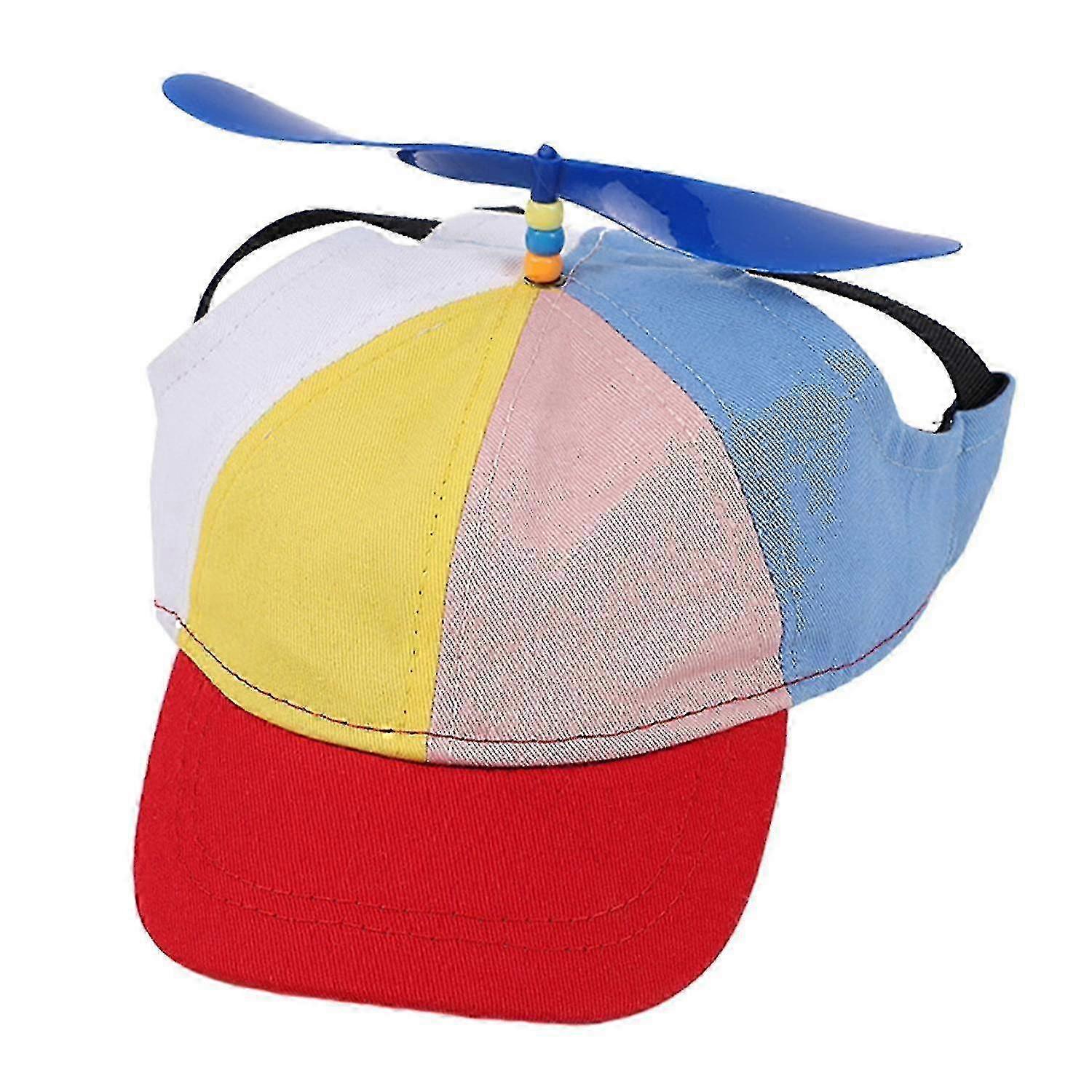 Sunproof pet hat for summer with colorful propeller design