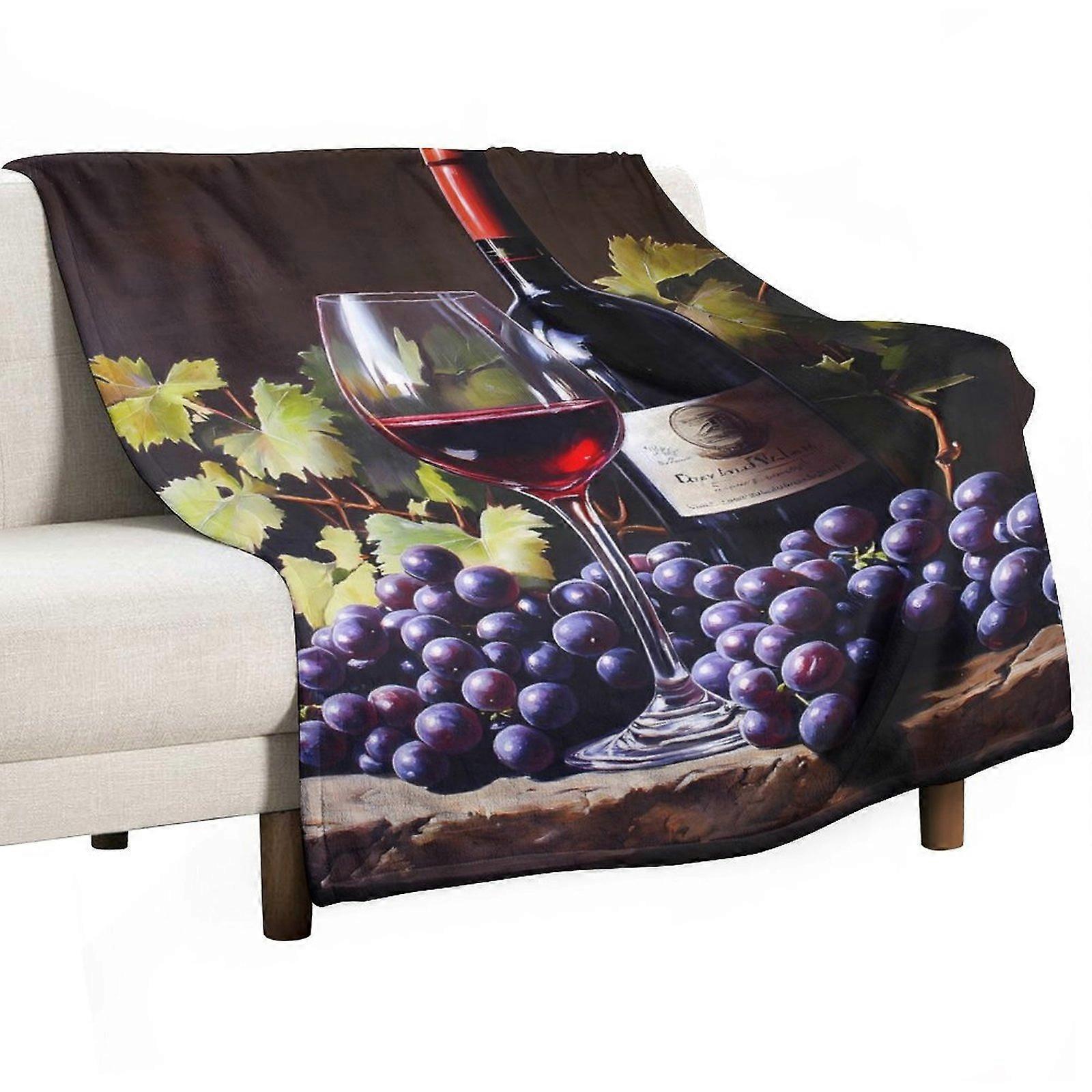 Red Wine Grapes Super Soft Blanket Christmas Throw Blanket Flannel Microfiber Blankets for Couch Bed Sofa Fluffy and Warm 40"x50"