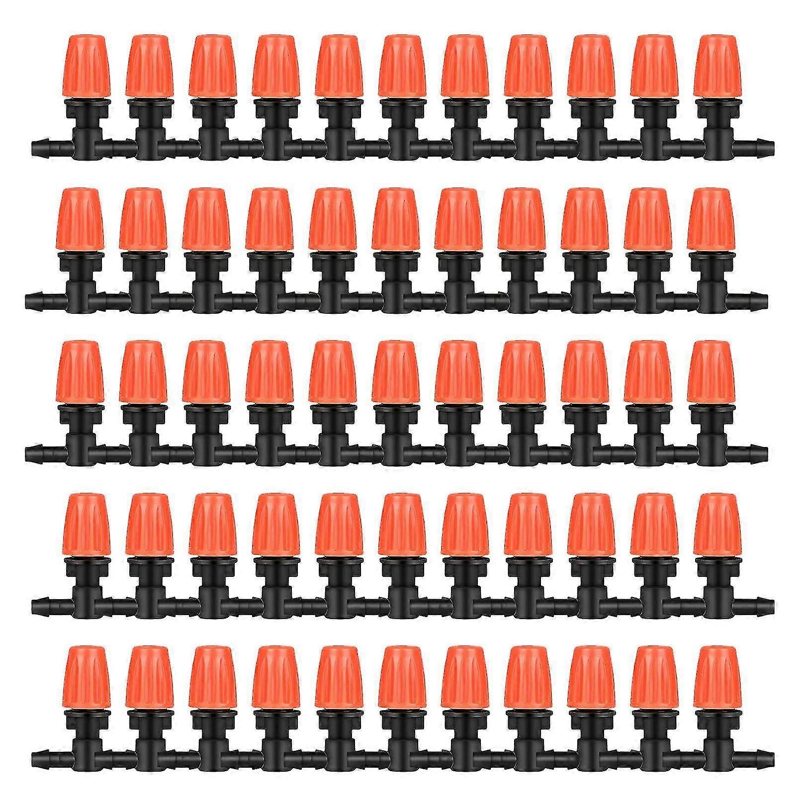 50 Pcs Three-way Atomizing Nozzle, Adjustable Mist Nozzles, Drip Irrigation Emitters, Greenhouse Watering System (haoyi