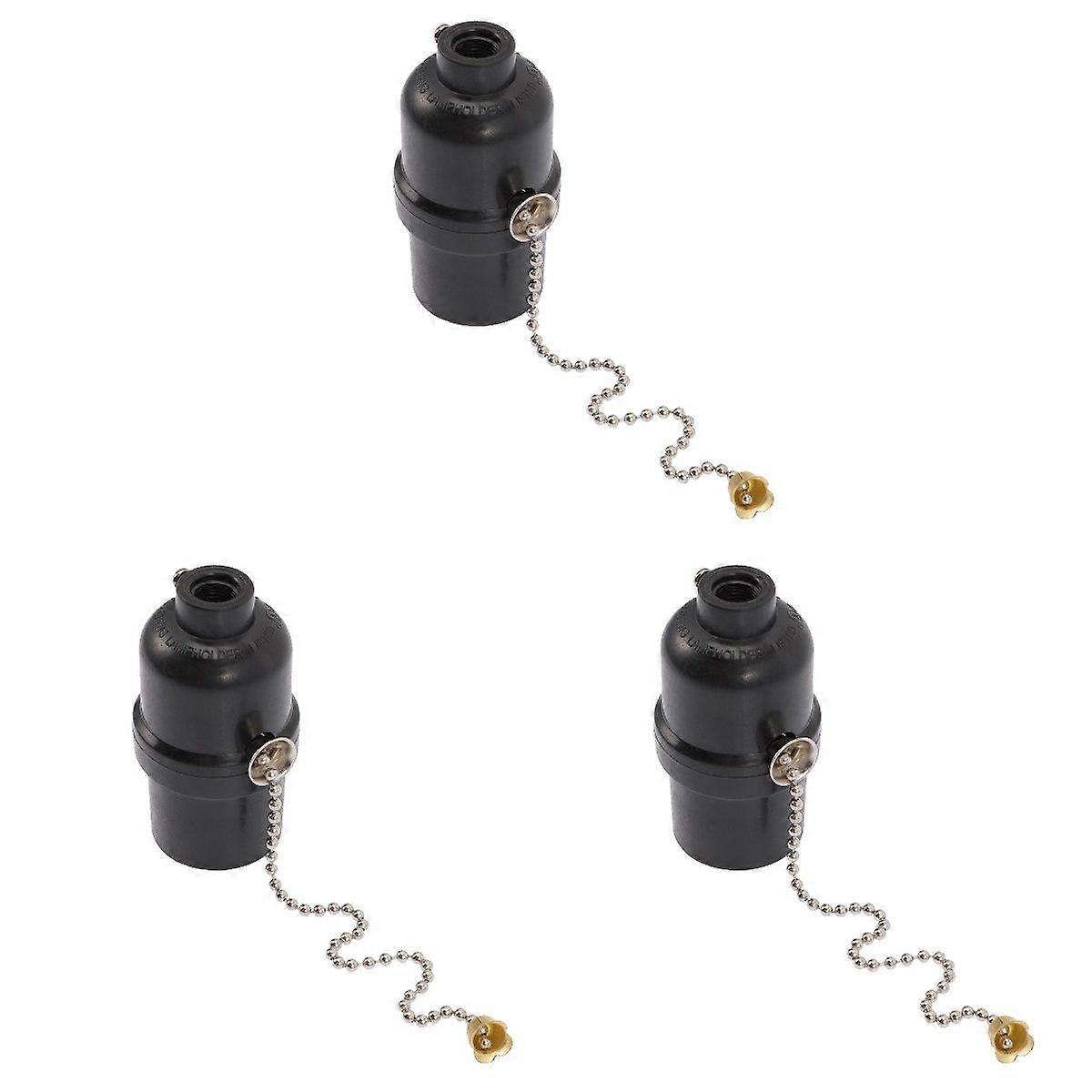 3pcs Pull Chain Light Fixture E27 Light Socket Pull Chain Lampholder Lamp Base Supply