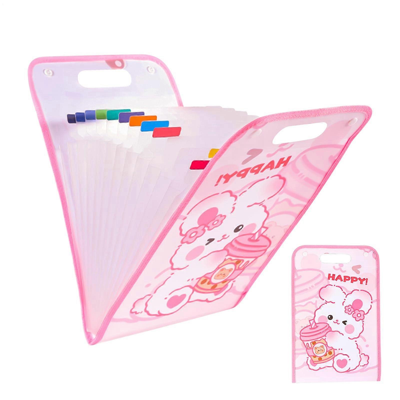 Document Bag Waterproof Money And Files Storage Portable Folder Reusable For Office School Home Travel Pink