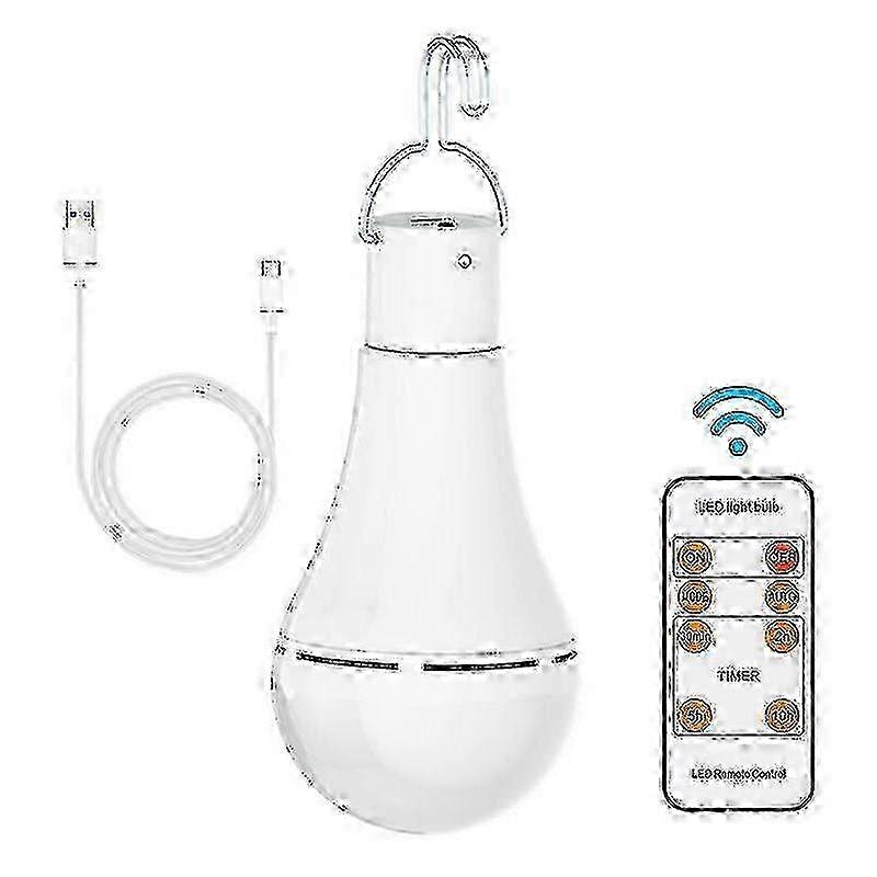 7W E27 USB Rechargeable LED Bulb with Remote Control, Touch Dimmable & Timing Function, for Outdoor Camping 2025