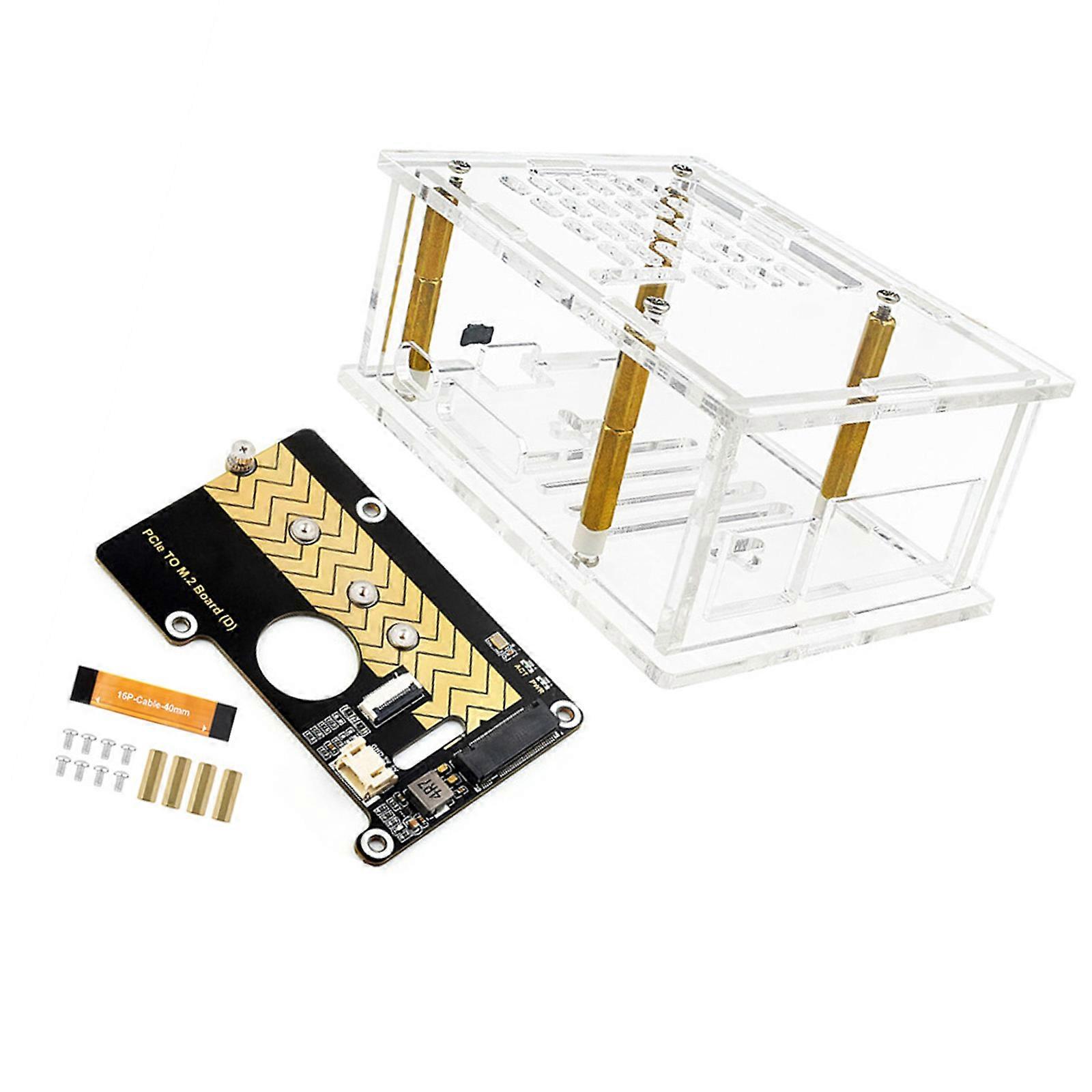 M.2 NVMe SSD Enclosure Case Box for RPi 5 Support 2230/2242/2260/2280 Solid Disc Drive Expansion Board Multicolor