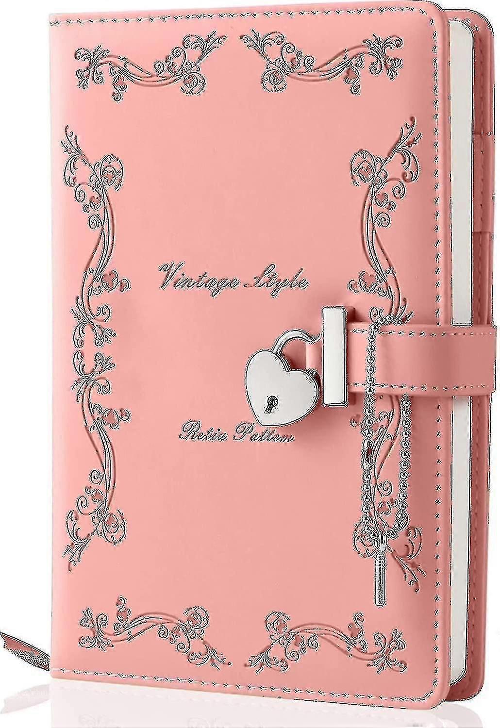 女の子のためのロックとキー付き日記は360ページレザーハート型ロックを厚くする