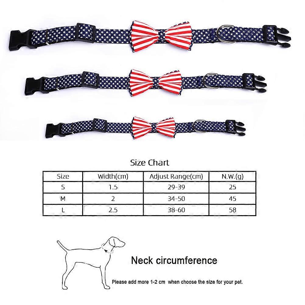 Pet Collar Large Size Bowknot Ring for Dog Flag Pattern Adjustable