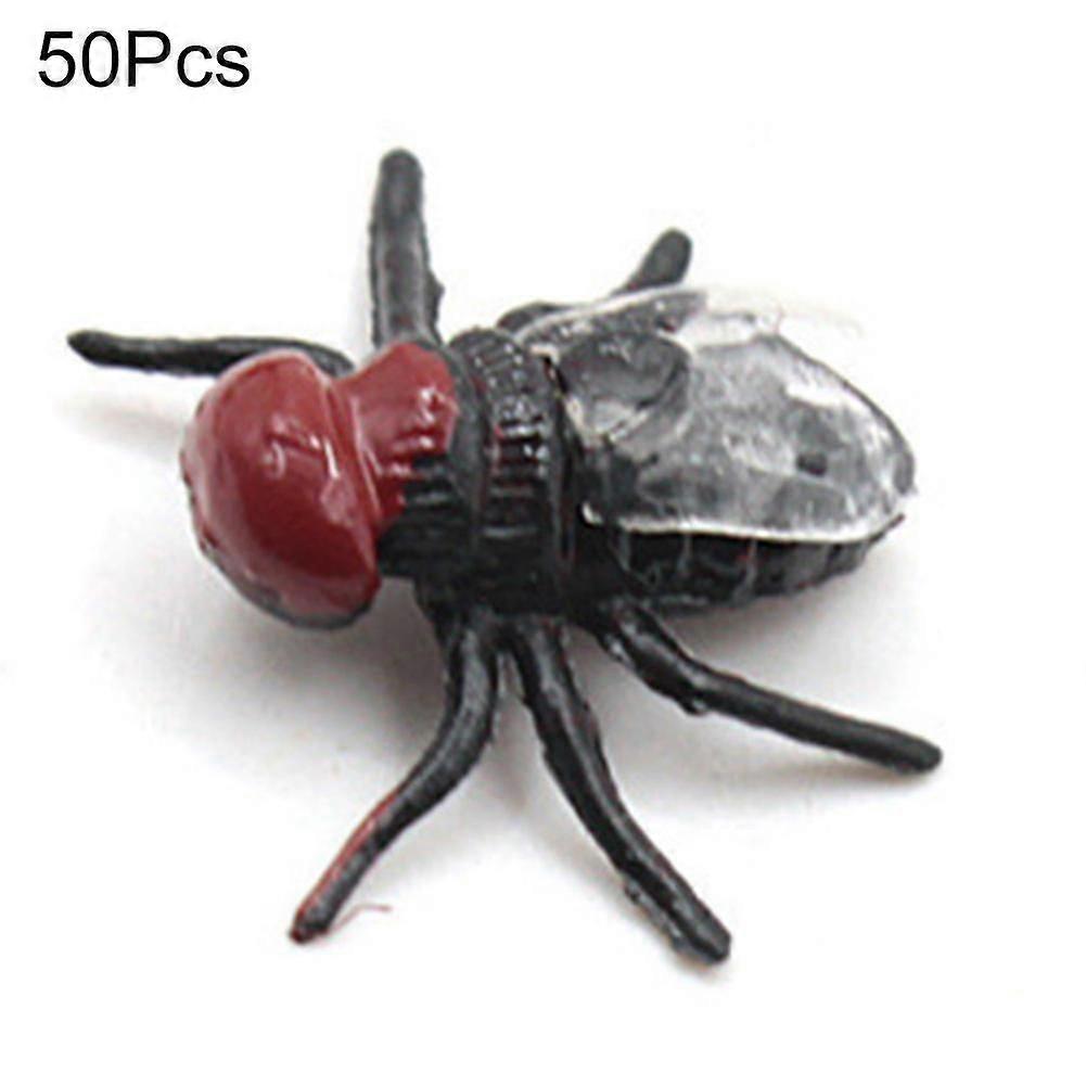 50pcs Realistic Fly Insect Joke Props Prank Toys