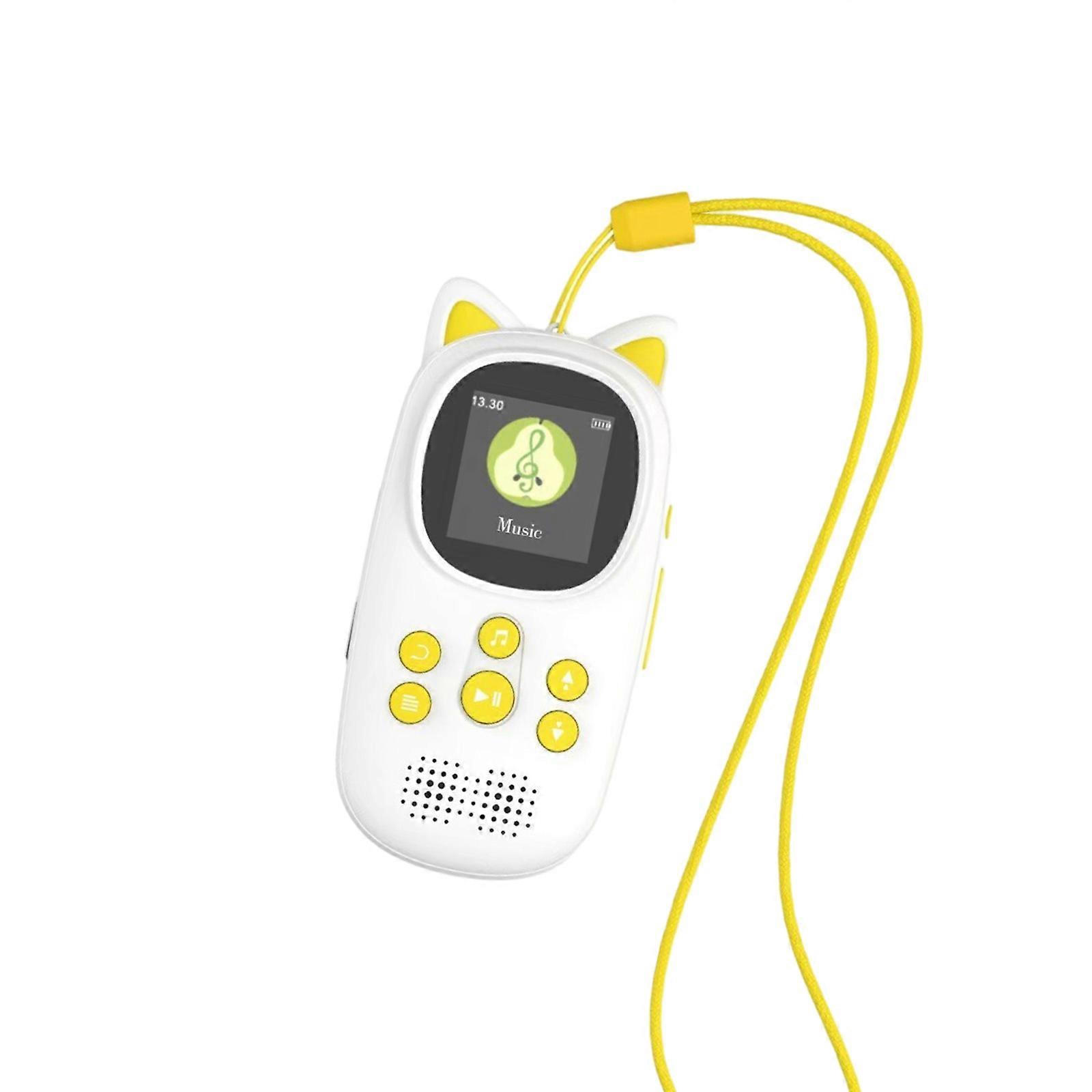 Educational MP3 Player For Kids With Time Display Screen Lock 4000+ Song Capacity Hanging Radio Recording  Yellow