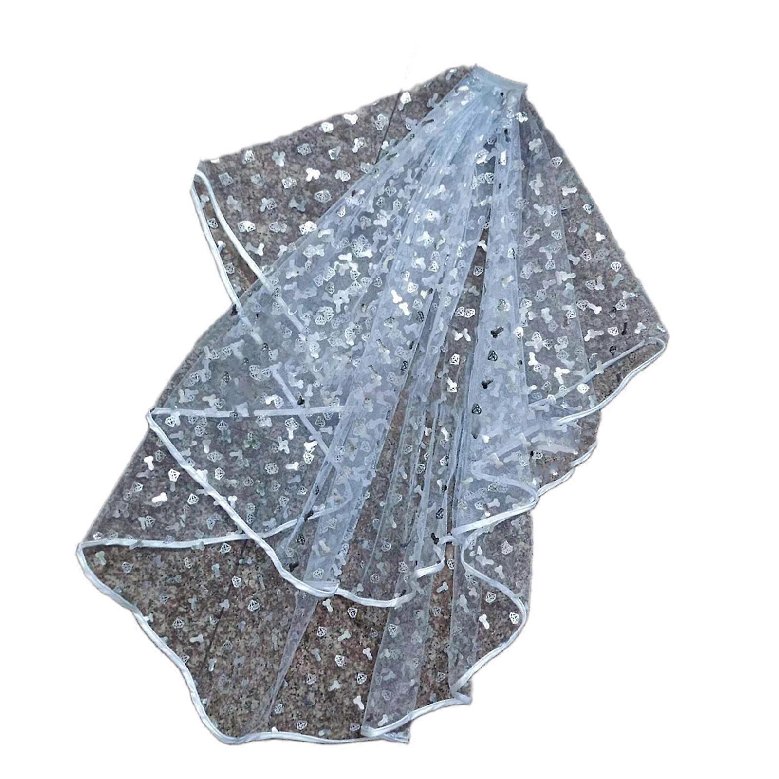 Elegant Bachelorette Veil With Double Layers and Comb Breathable Tulle Veil For Weddings And Event  Silver