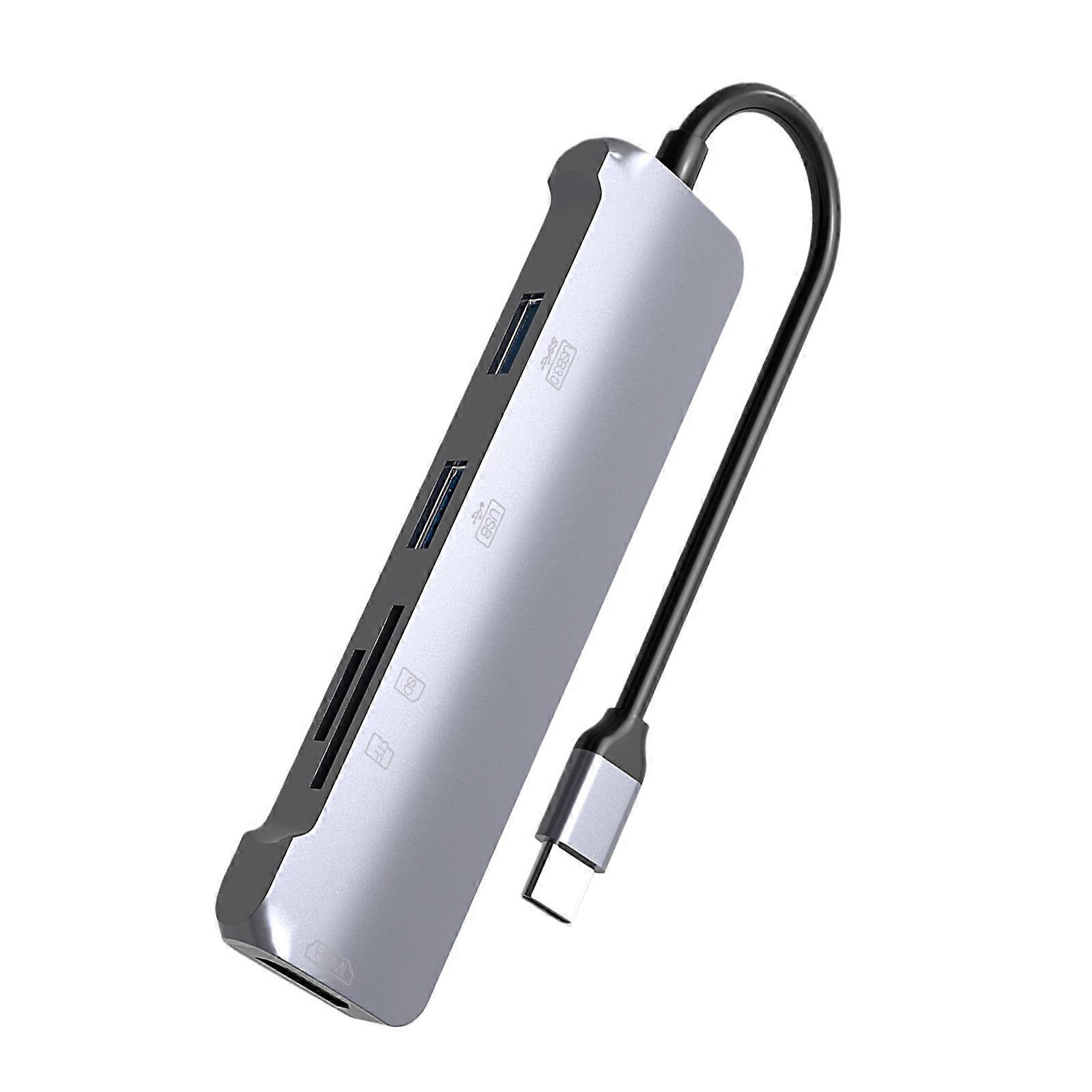 Aluminum USB C Dock With HDTV 4K@60Hz USB C Charging 5Gbps Transfer Plugs Play Compatibility Multiple Devices Multicolor