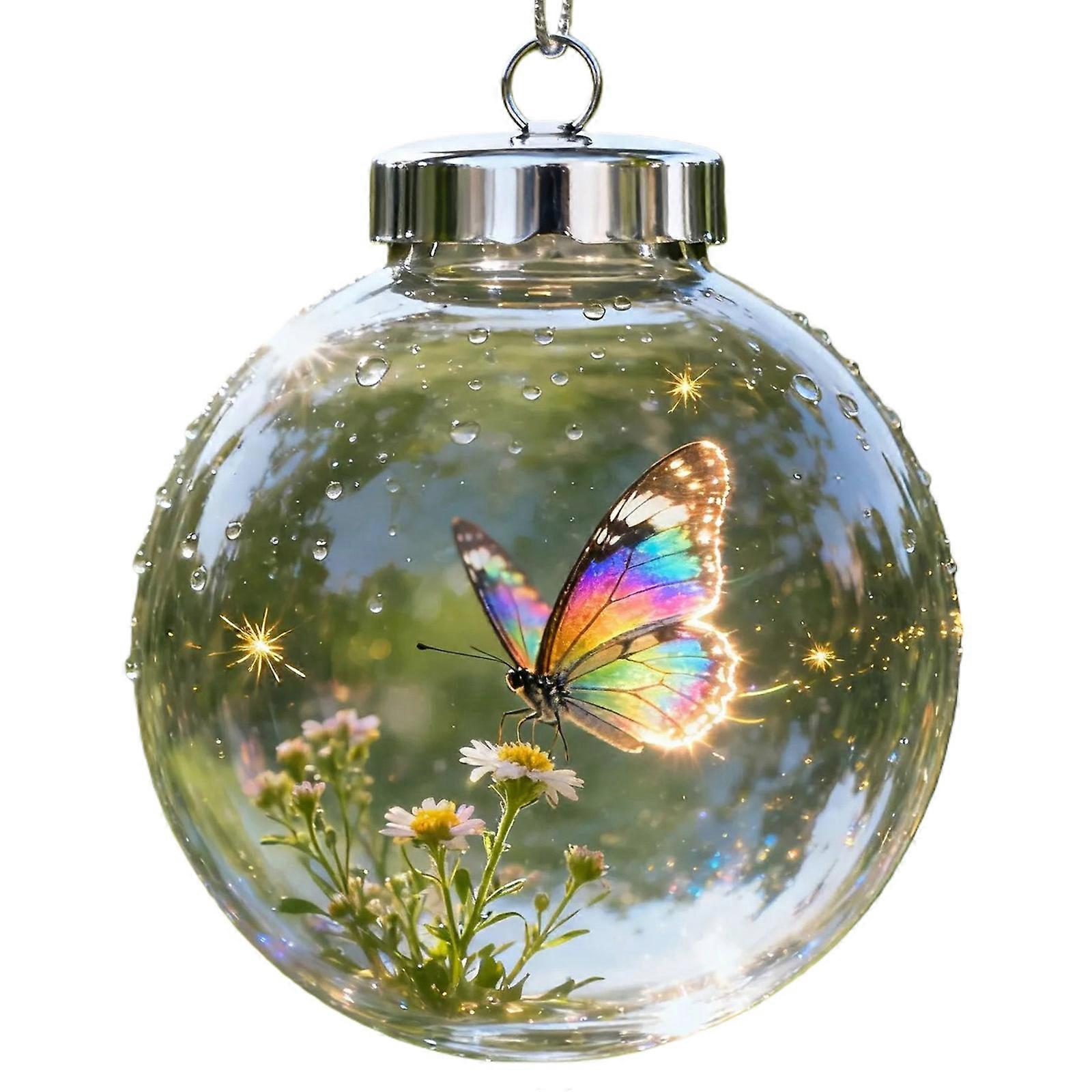 Acrylic Nature Bird Pattern Christmas Baubles Clear Round Ball Hanging Ornament For Elegant Festives Display And Gifting Multicolor