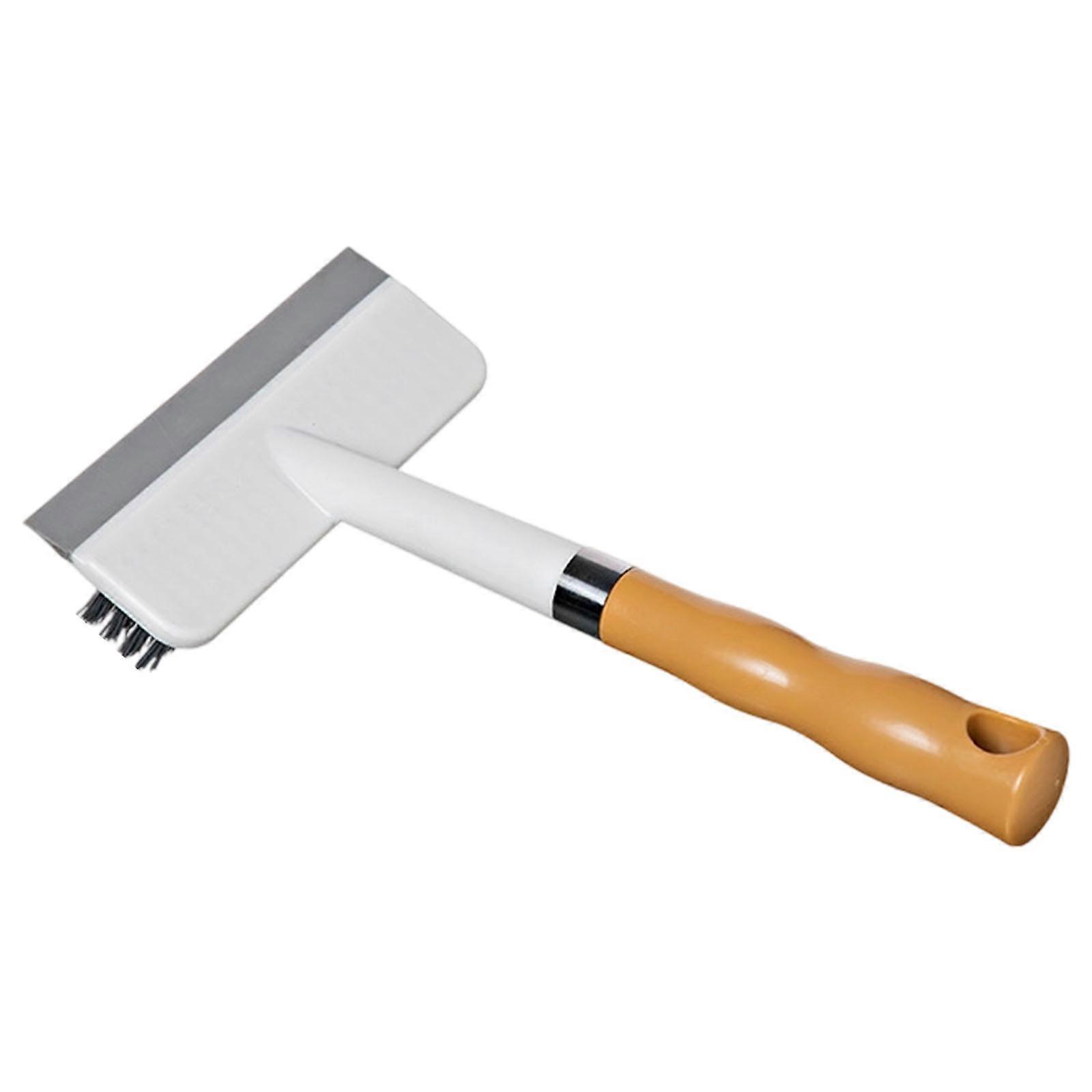 Flexible Wipe Brush Multiple Face Cleaning Tool Angled Bristles For Stubborn Mud Kitchen Bathroom Shingles Ergonomic Handle Suspended Hook  Yellow