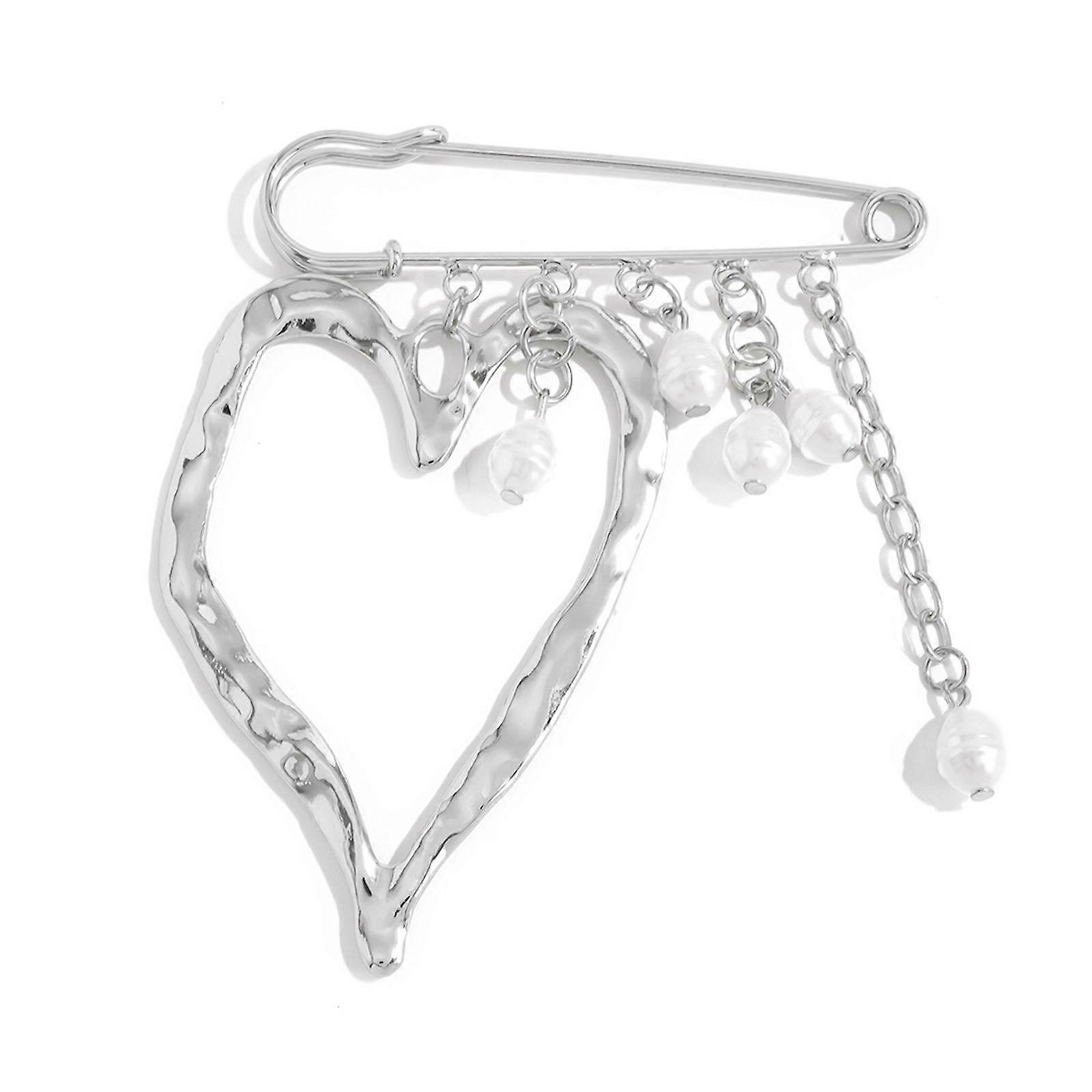 Handcrafted Alloy Heart Pin With Polished Finish Multipurpose Fashion Accent For Coat Blouse Bag Styling Multicolor