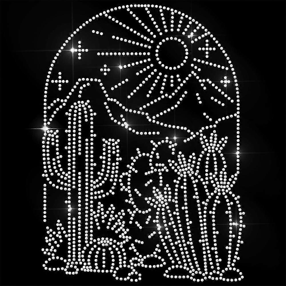 White Rhinestone Iron on Transfer Cactus Bling Diamond Hotfix Patches for Clothes 11.6"x8.2" Large Iron On Sequin Applique for Jeans Jacket Caps Bag T