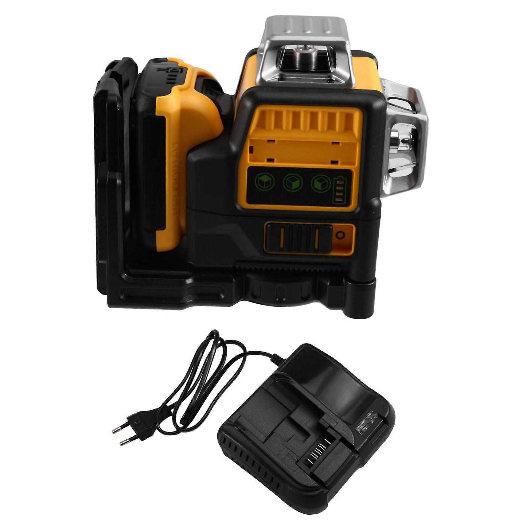 12V Laser Level 12-Line Laser Level High Precision Strong Light Fine Line 3D Green Level Can Play Diagonal Line EU Plug