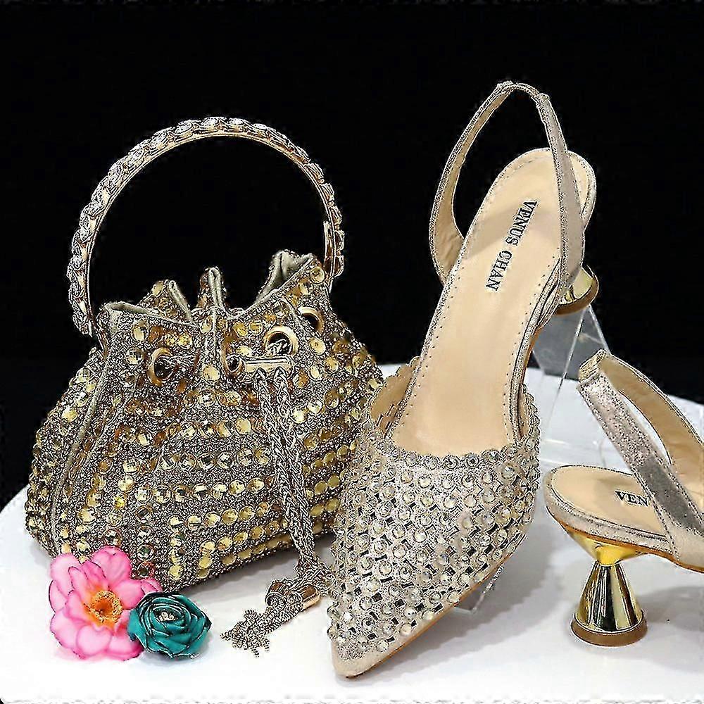 Italian Design Shoe And Bag Set In Attractive Matching Colours - High Quality Handmade Lady Shoes