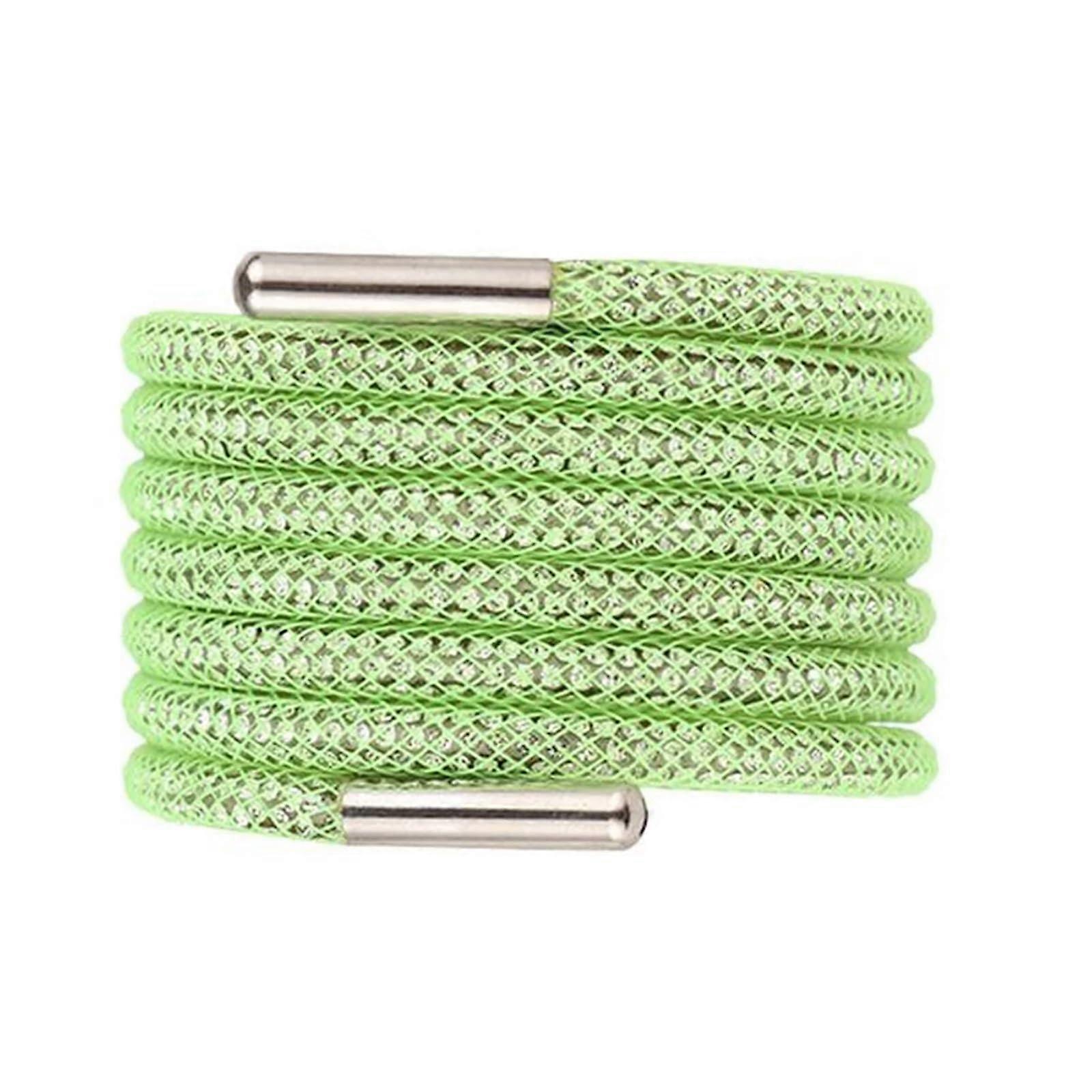 Rhinestone Shoe Laces with Wrap Net Drawstring Diamond Braided Strap for Sneakers 160cm Green
